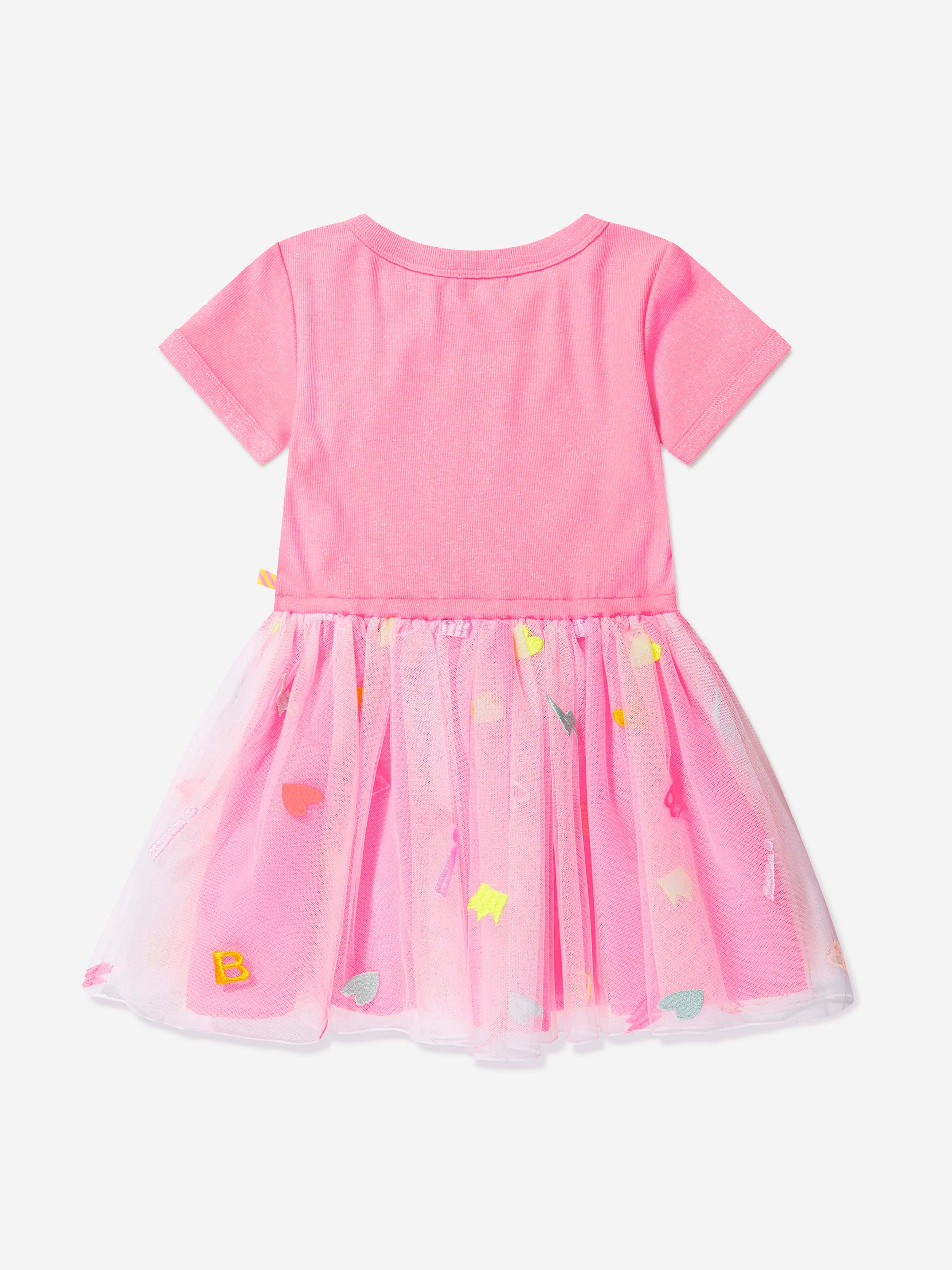 Billieblush Girls Embroidered Tulle Dress in Pink