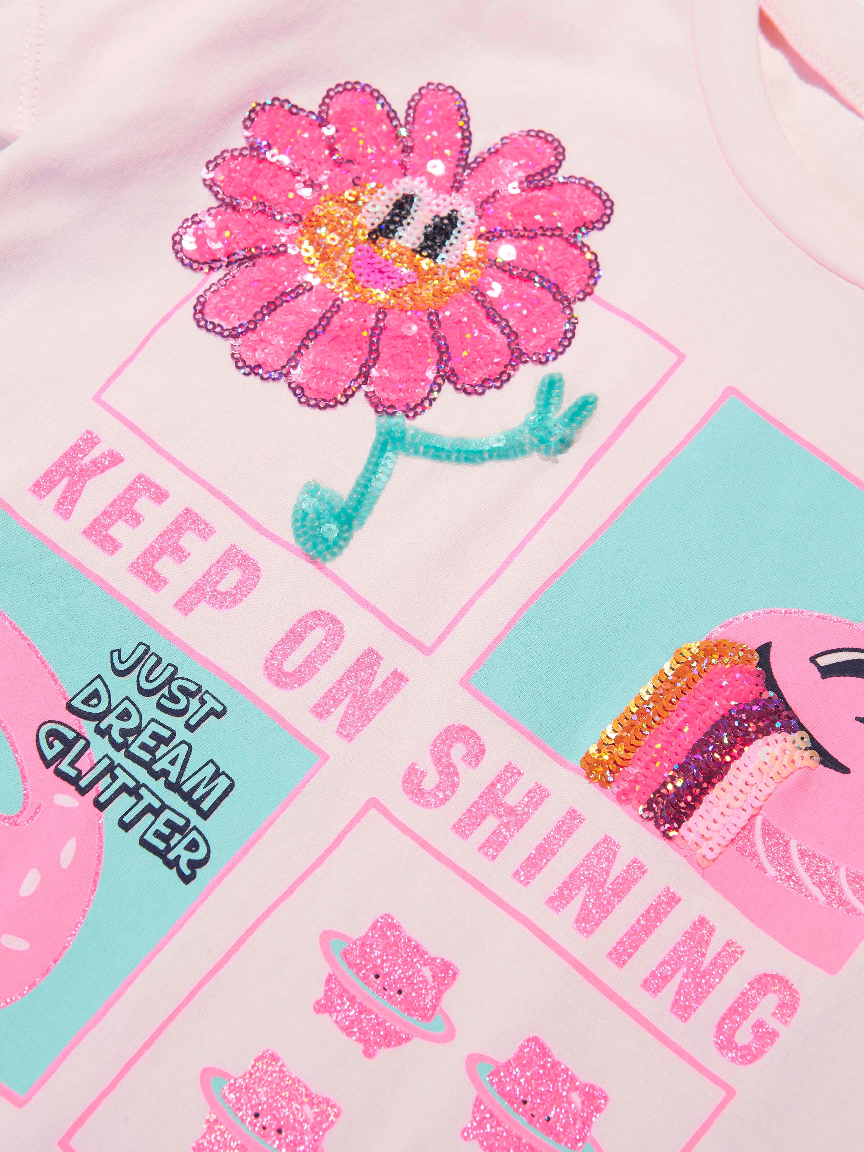 Billieblush Girls Keep On Shining T-Shirt in Pink