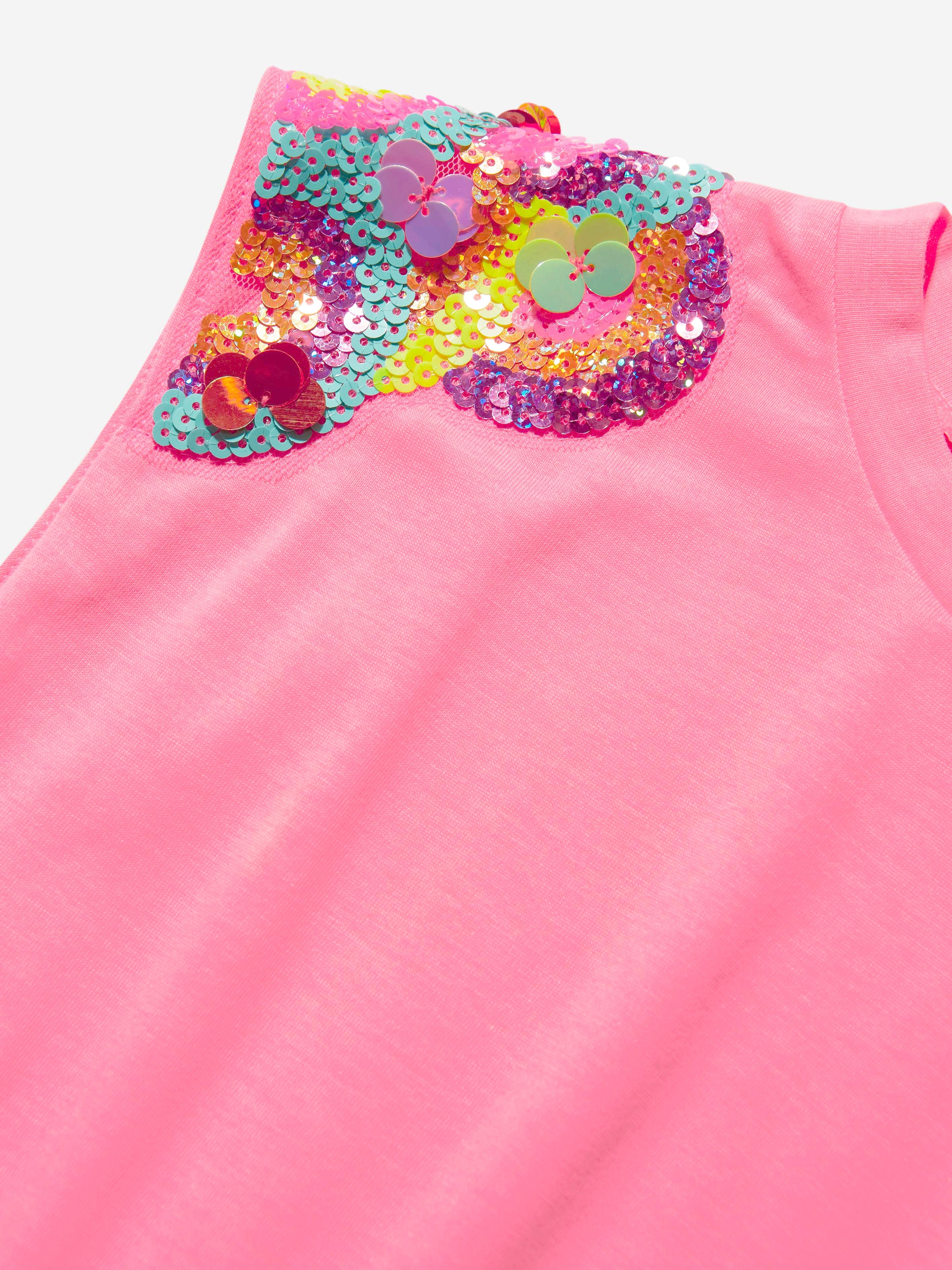 Billieblush Girls Sequin Shoulder T-Shirt in Pink