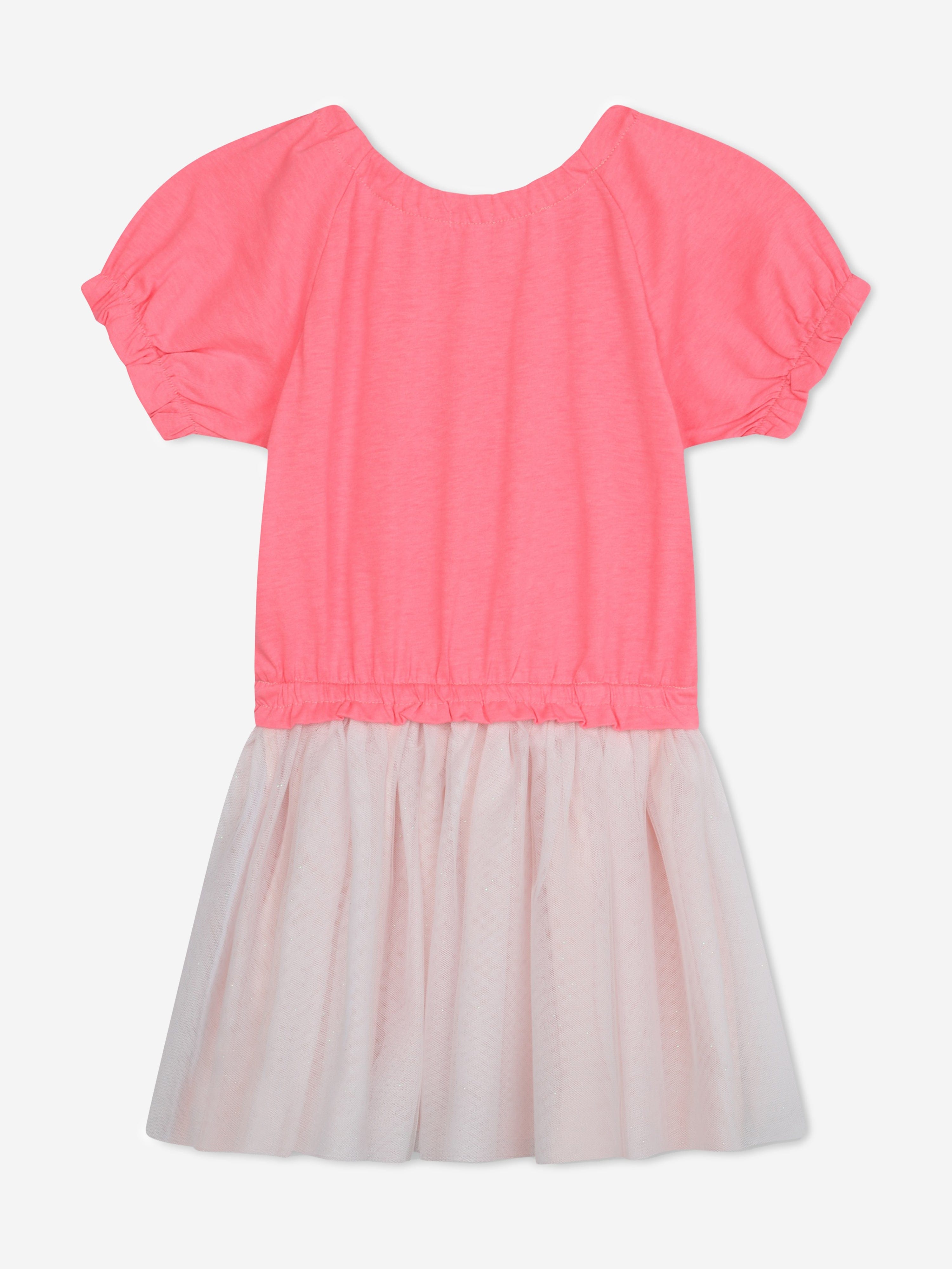 Billieblush Girls Jersey And Tulle Dress in Pink