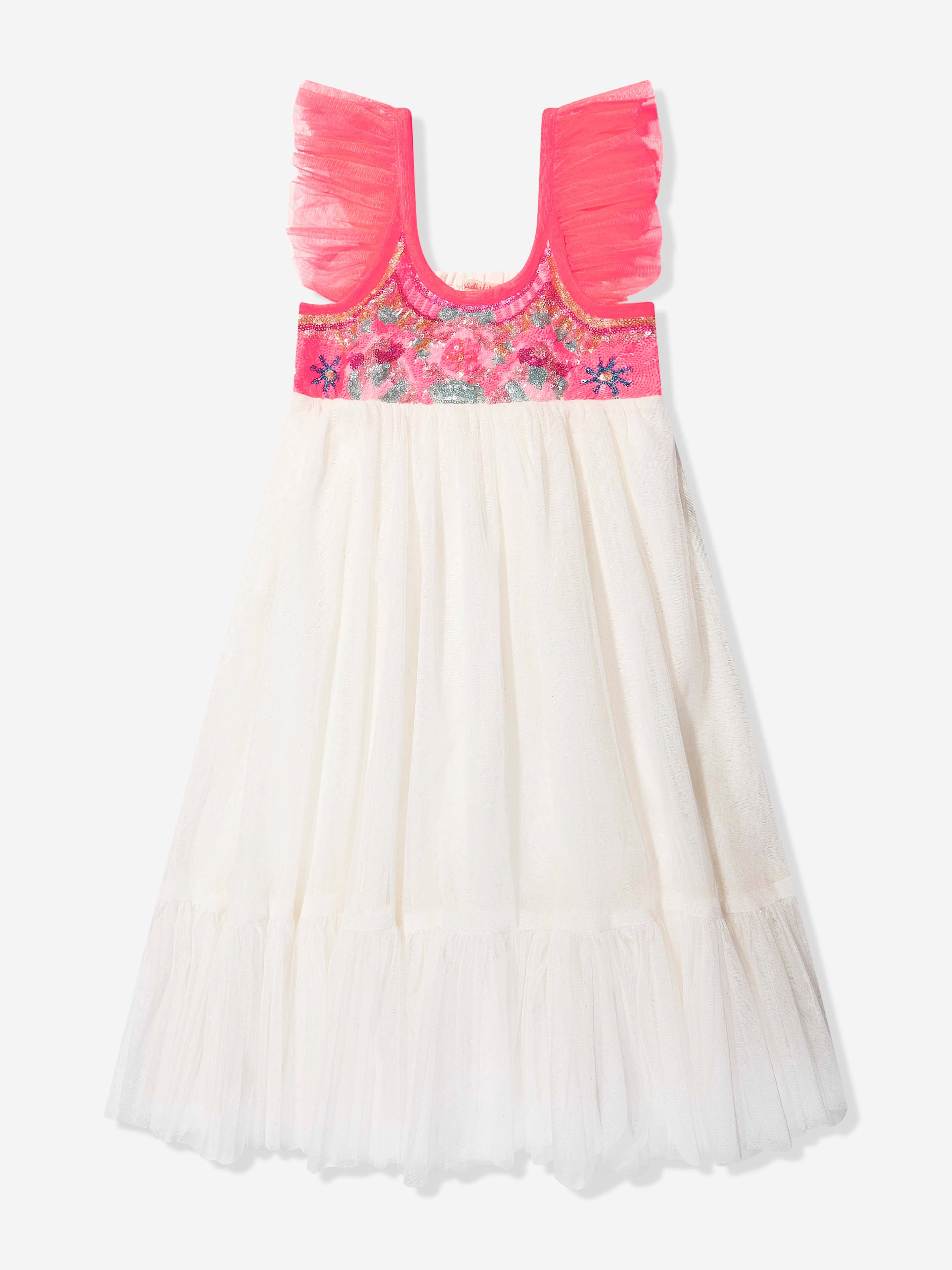 Billieblush Girls Sequinned Tulle Dress in White