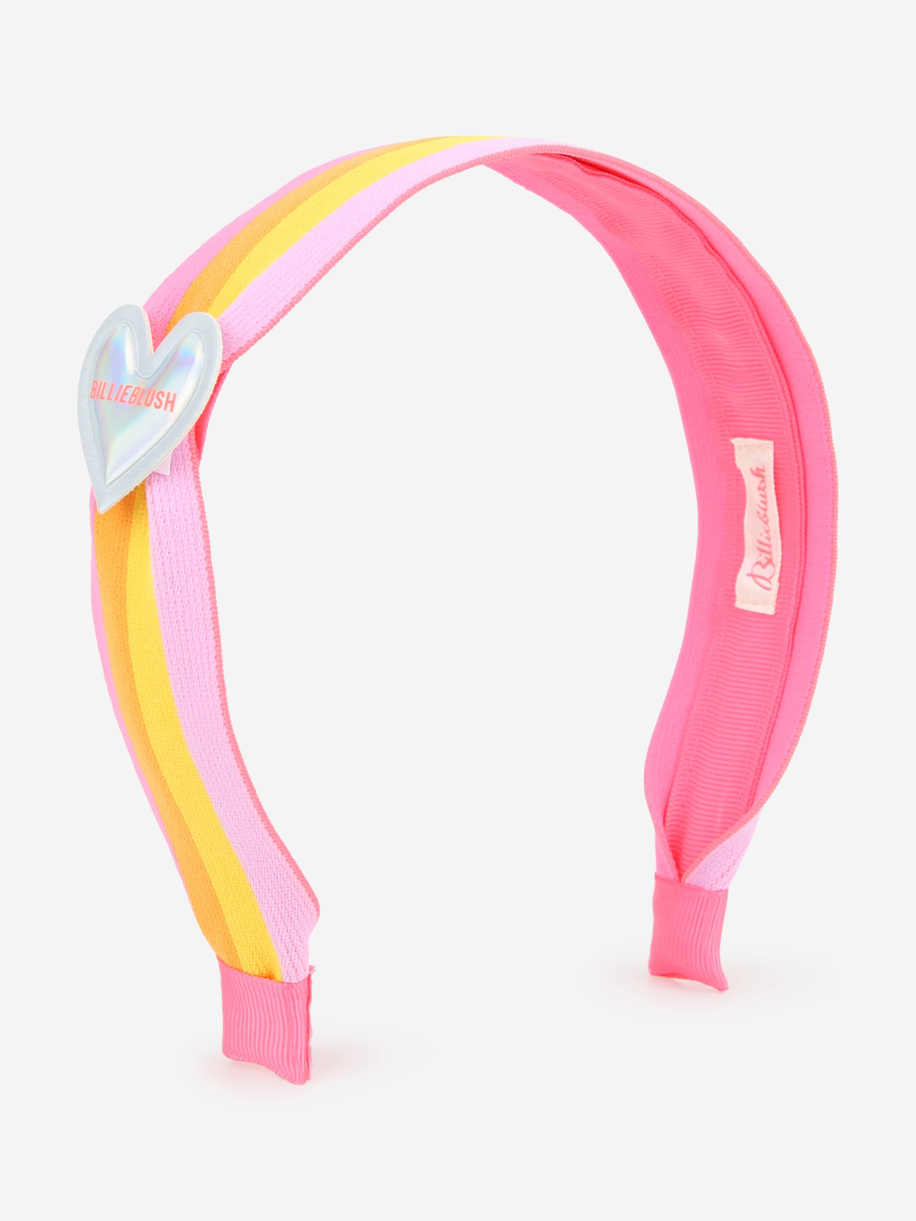 Billieblush Girls Striped Heart Headband in Pink