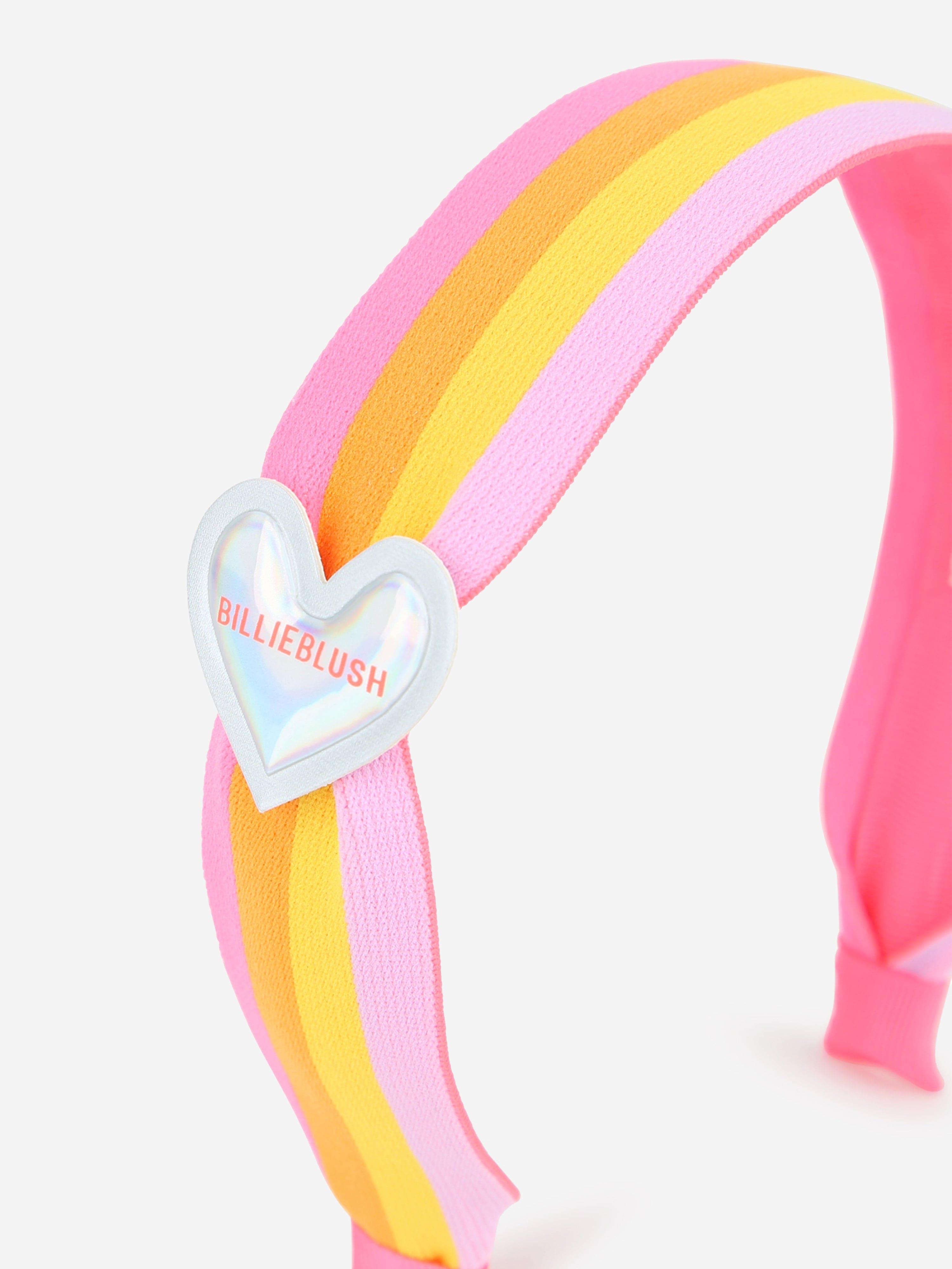 Billieblush Girls Striped Heart Headband in Pink