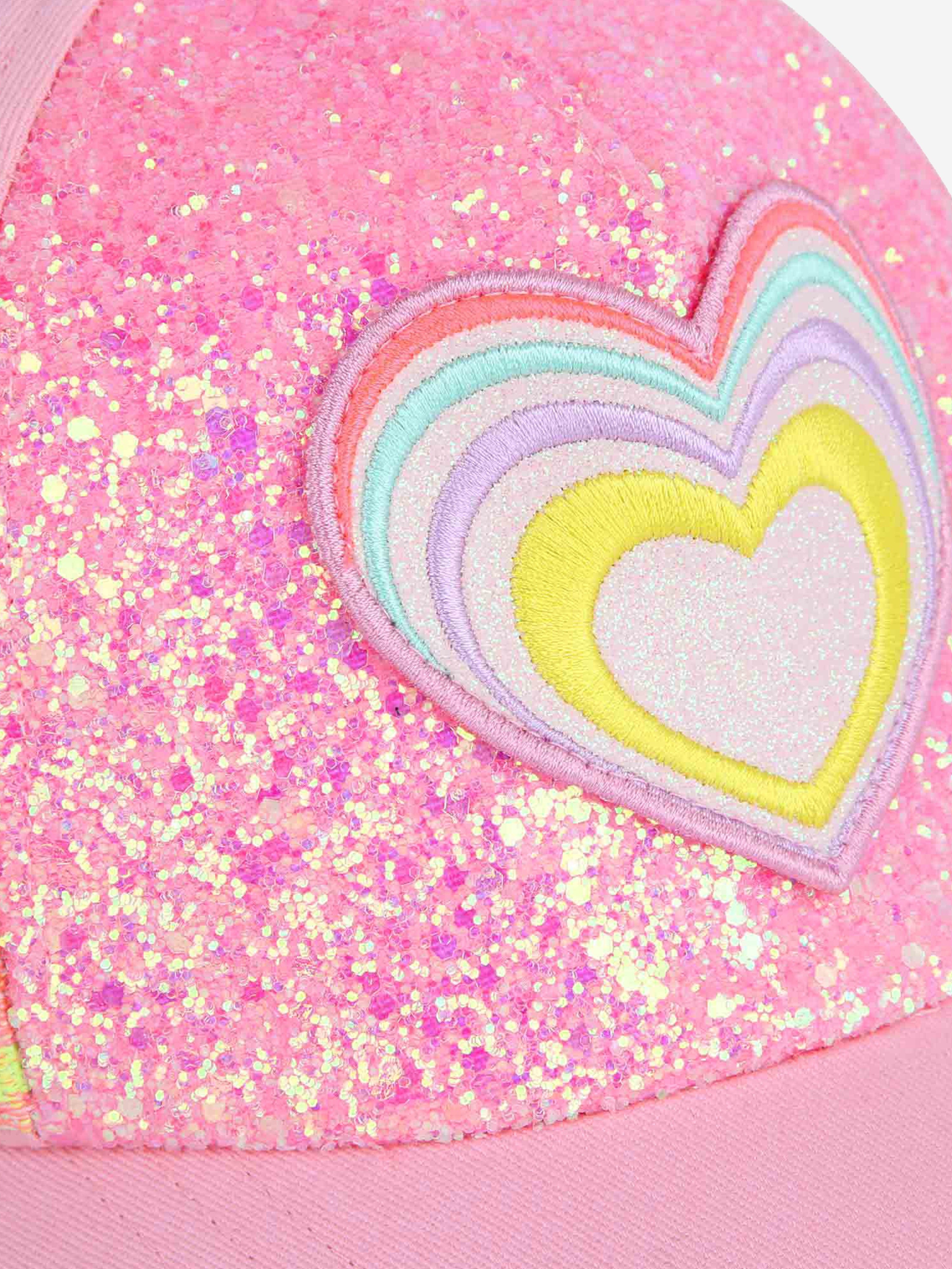 Billieblush Girls Glitter Heart Cap in Pink