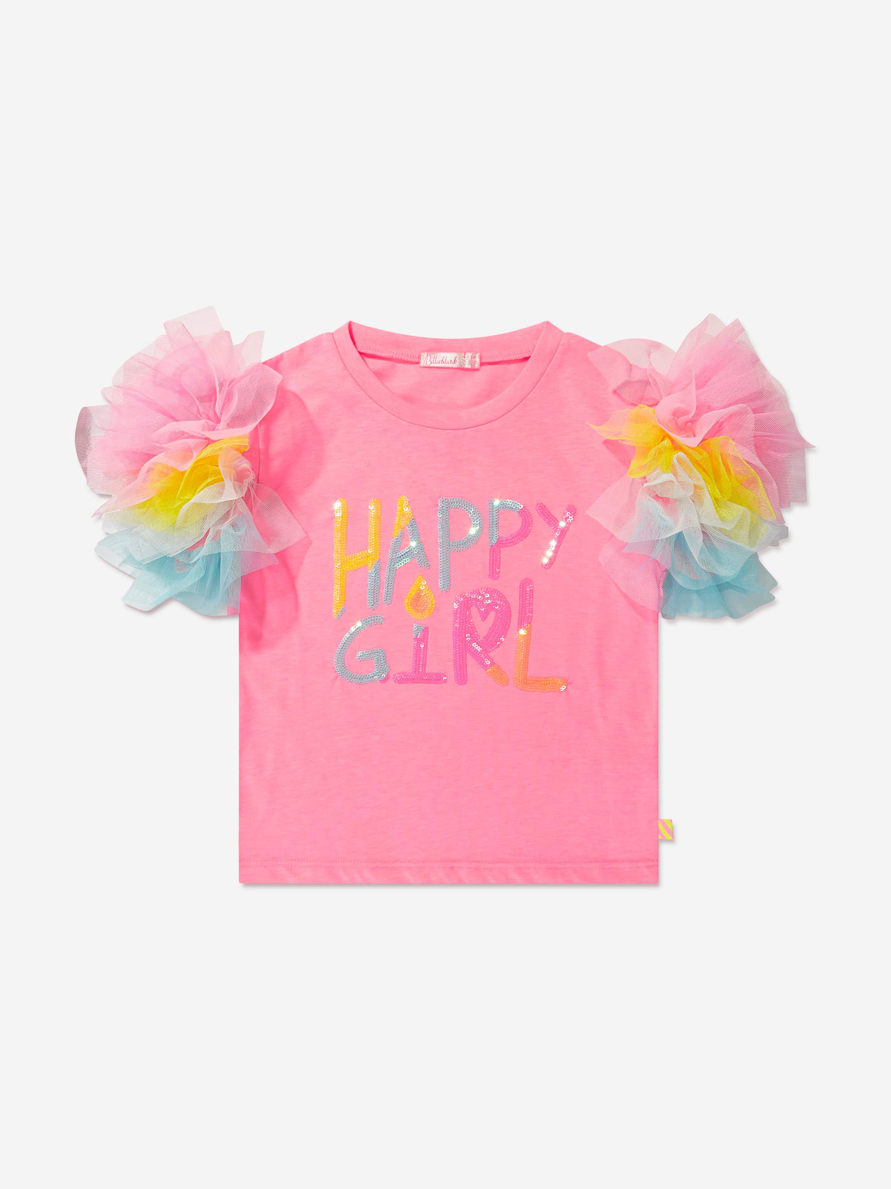 Billieblush Girls Ruffle Sleeve T-Shirt in Pink