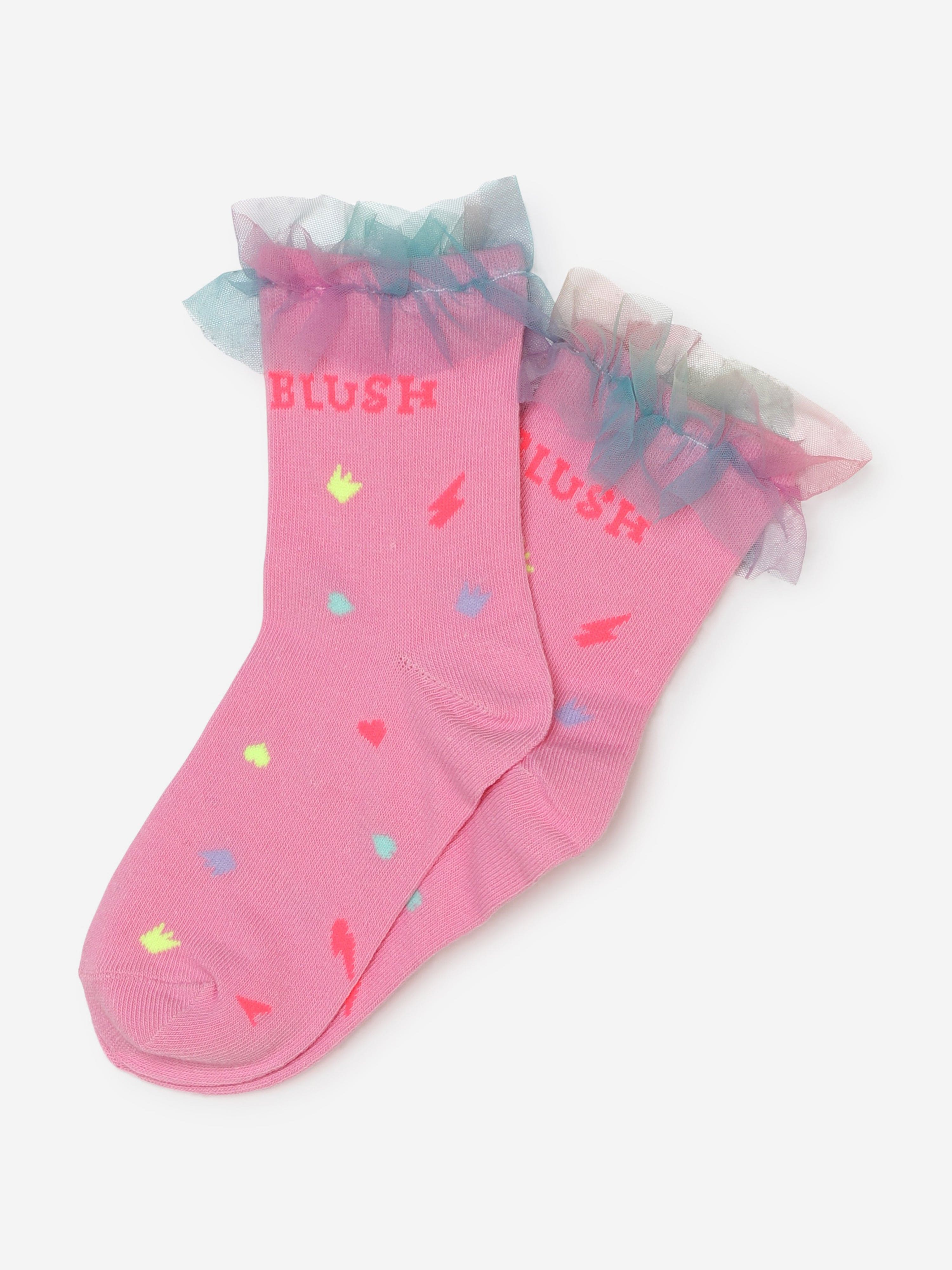 Billieblush Girls Tulle Trim Socks in Pink