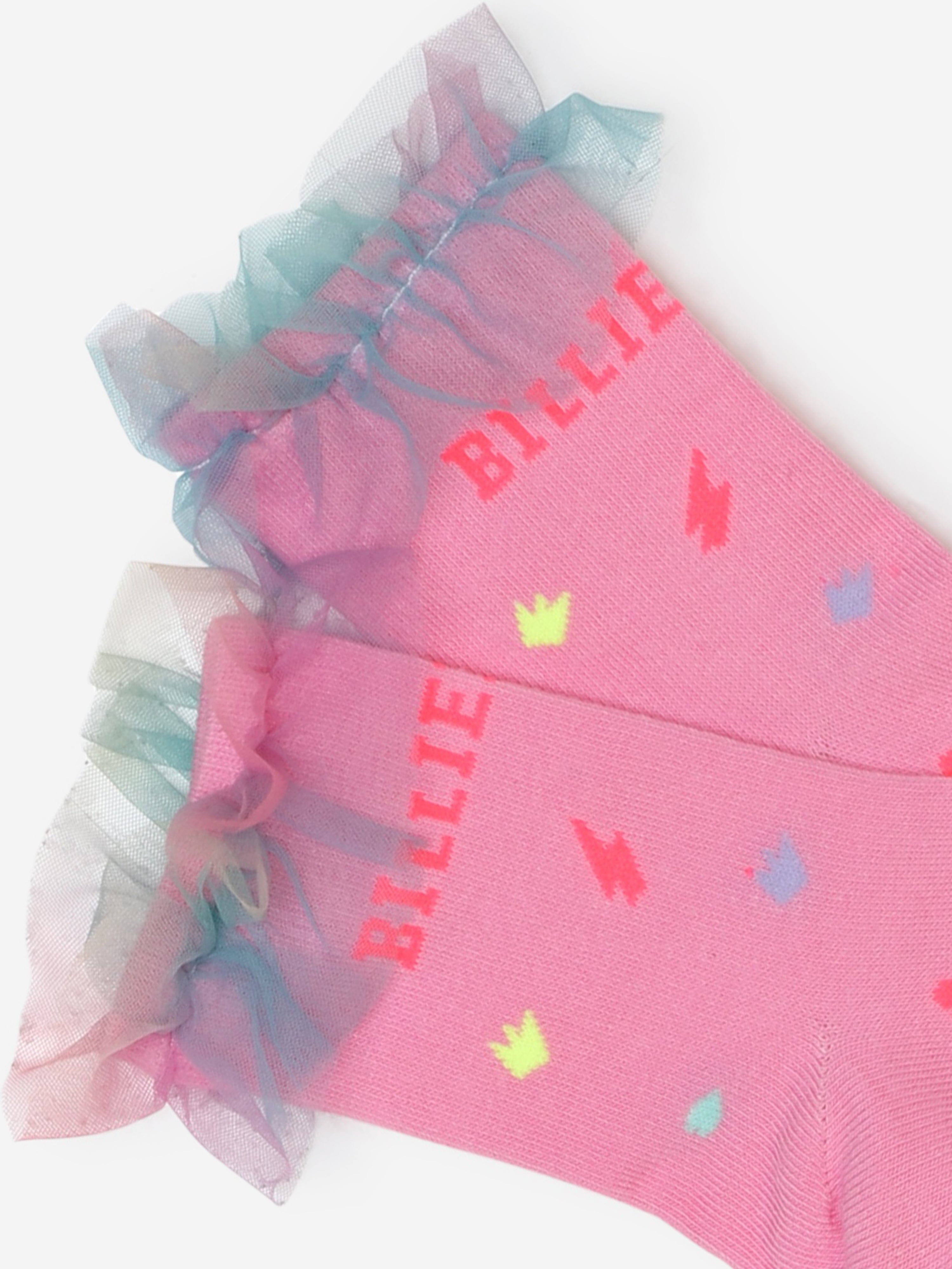 Billieblush Girls Tulle Trim Socks in Pink