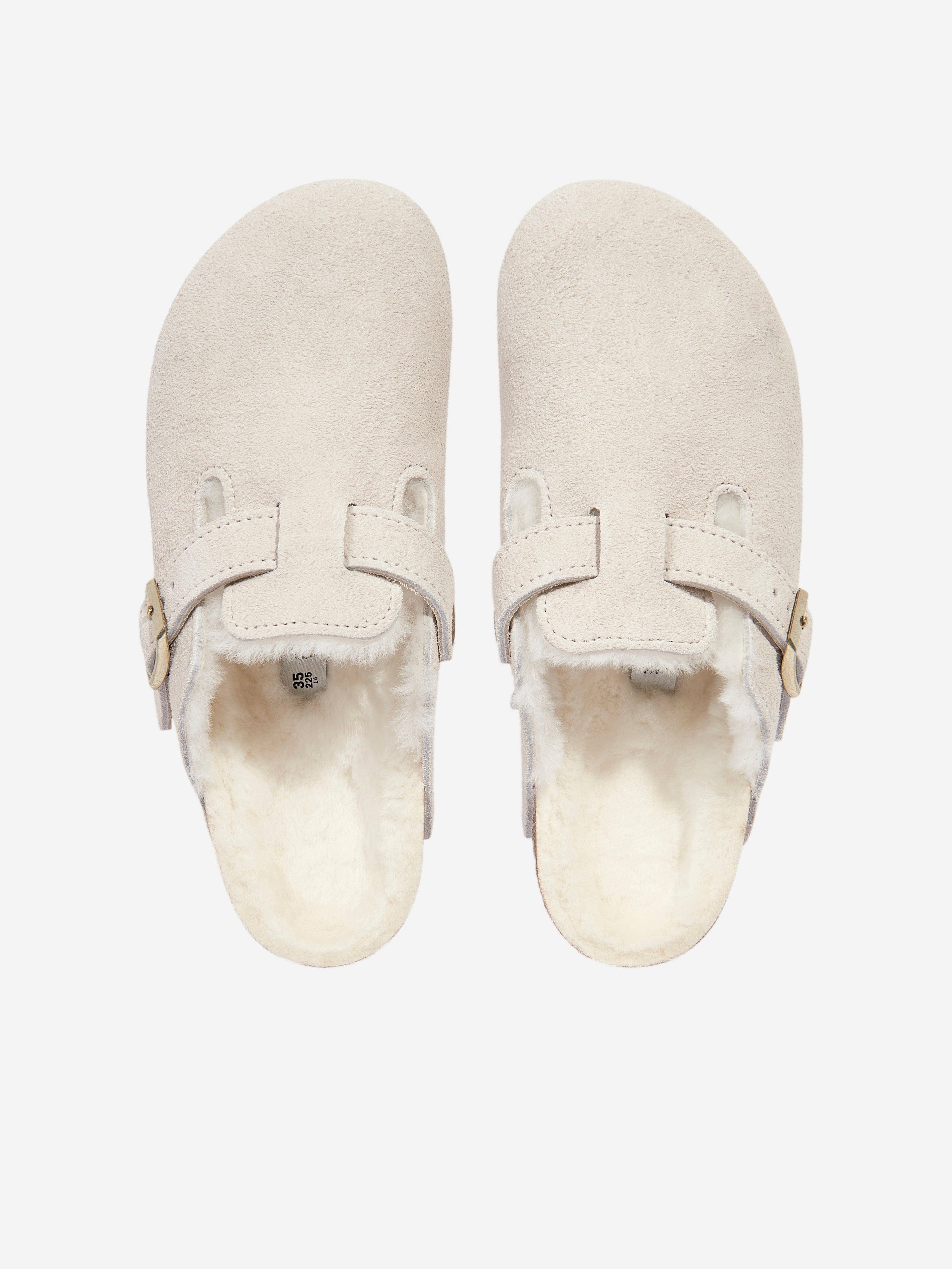 BIRKENSTOCK Boys Boston Shearling Suede Clogs in White