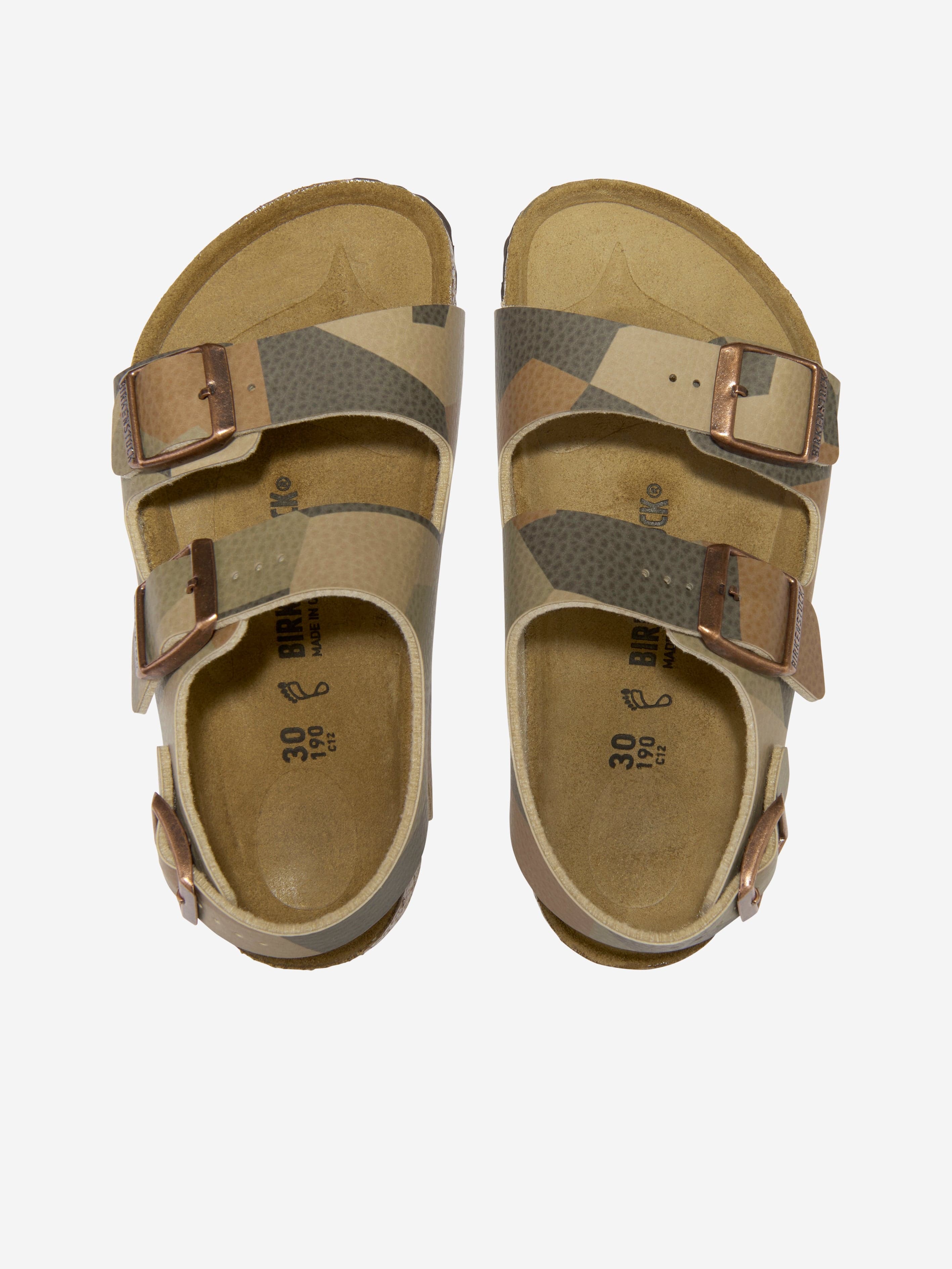 BIRKENSTOCK Boys Milano Geometric Camo Sandals in Brown