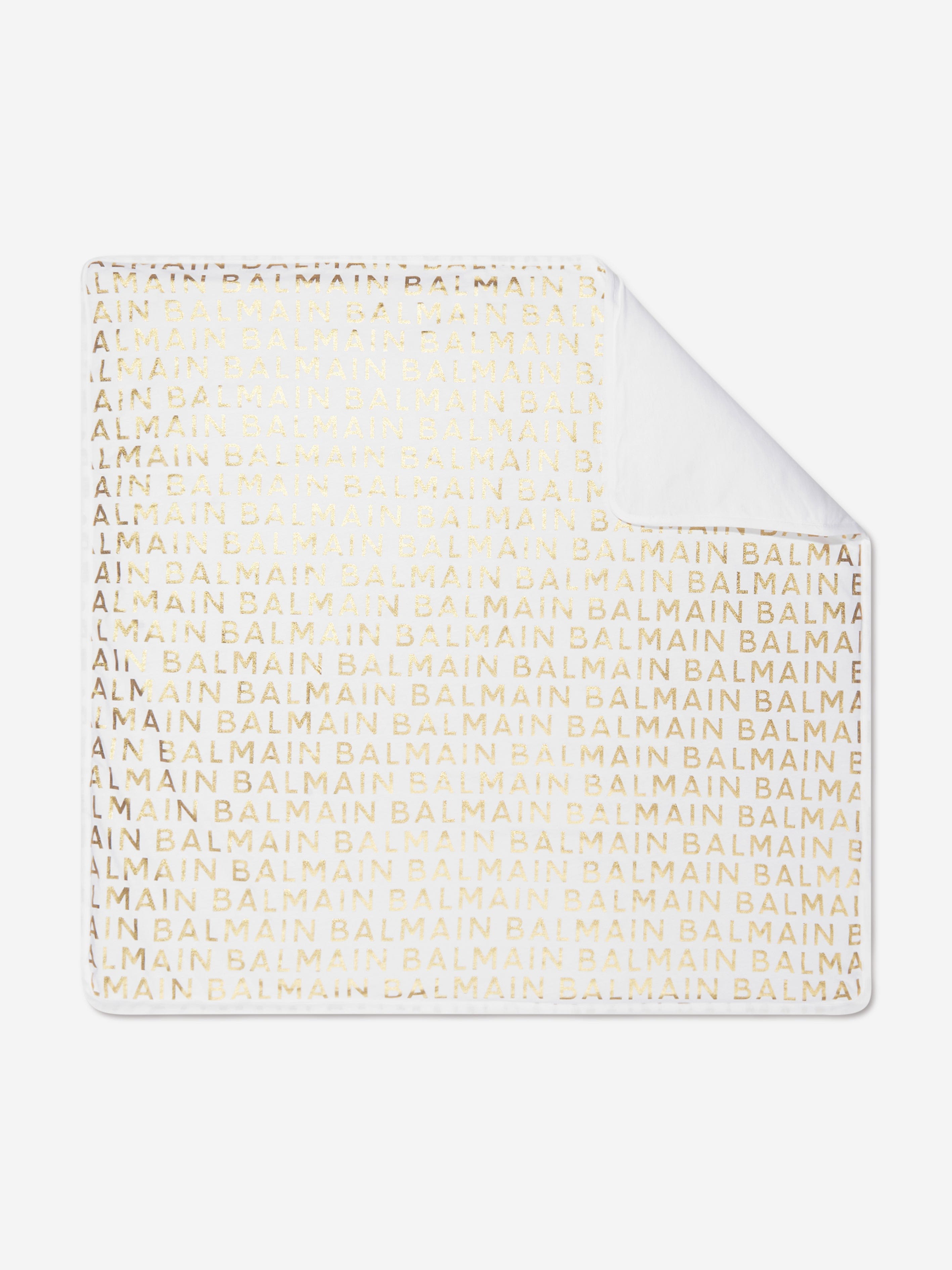 Balmain Baby Logo Print Blanket in Gold