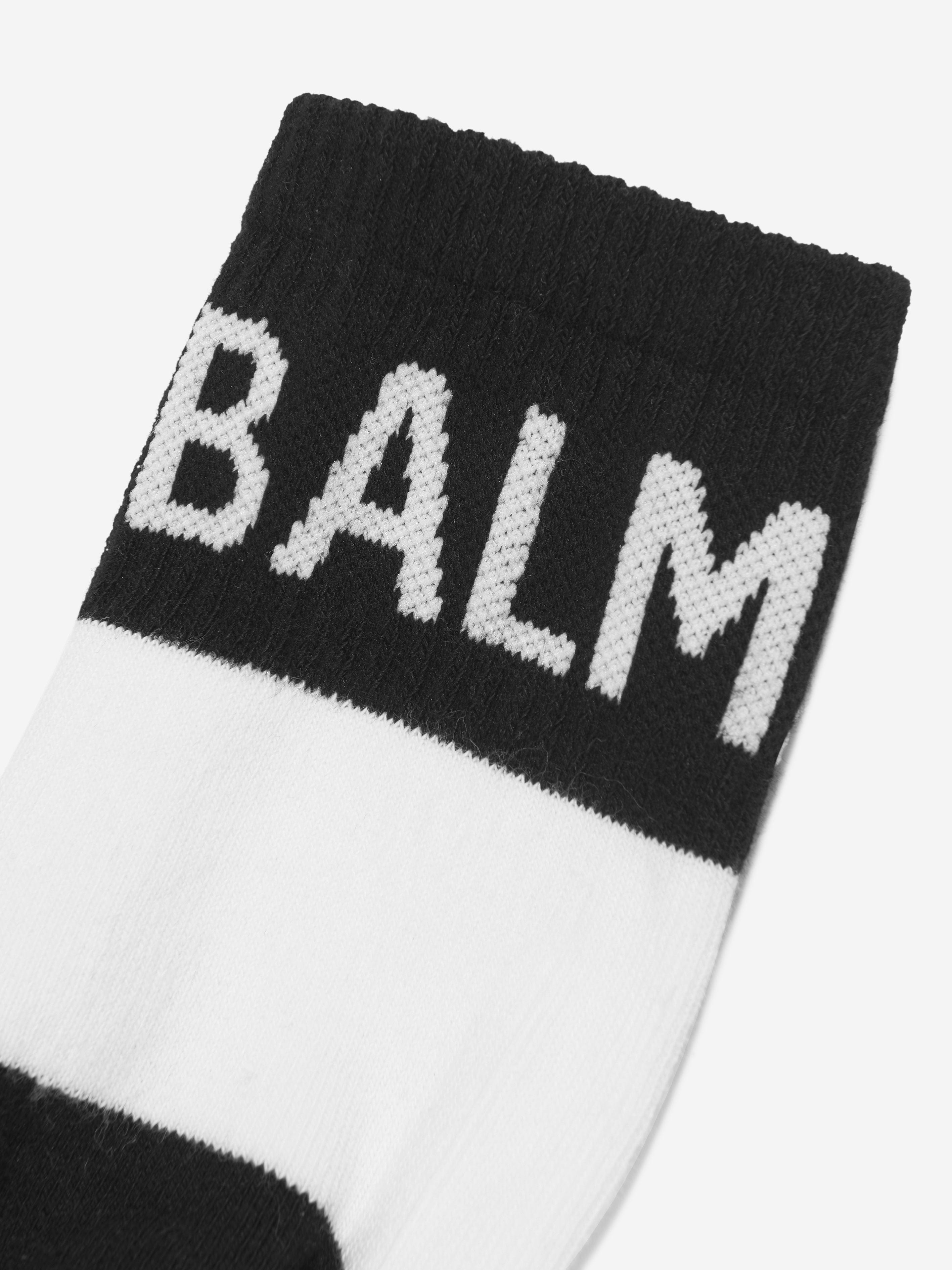 Balmain Kids Logo Socks in White