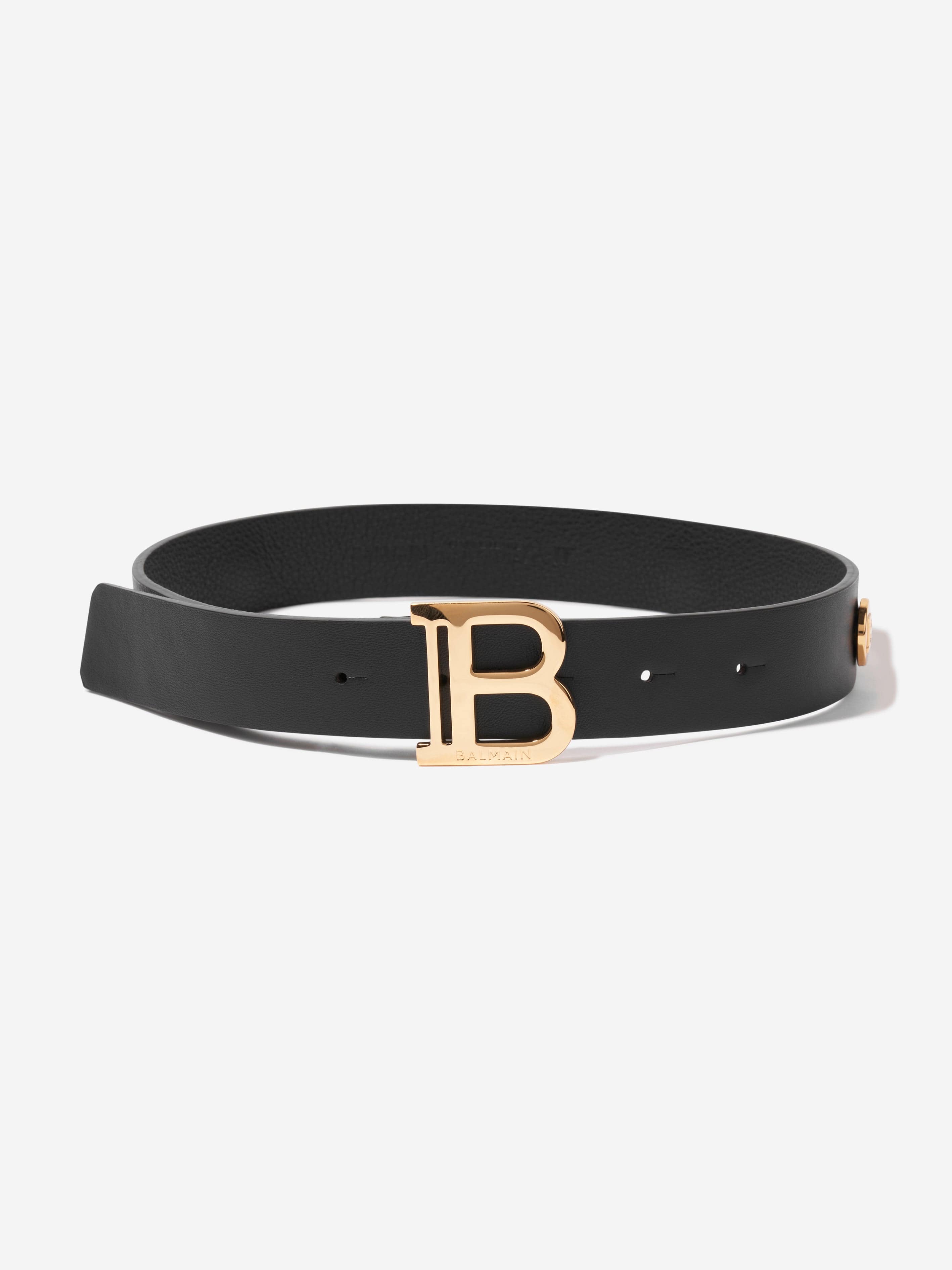 Balmain Kids Leather Belt in Black