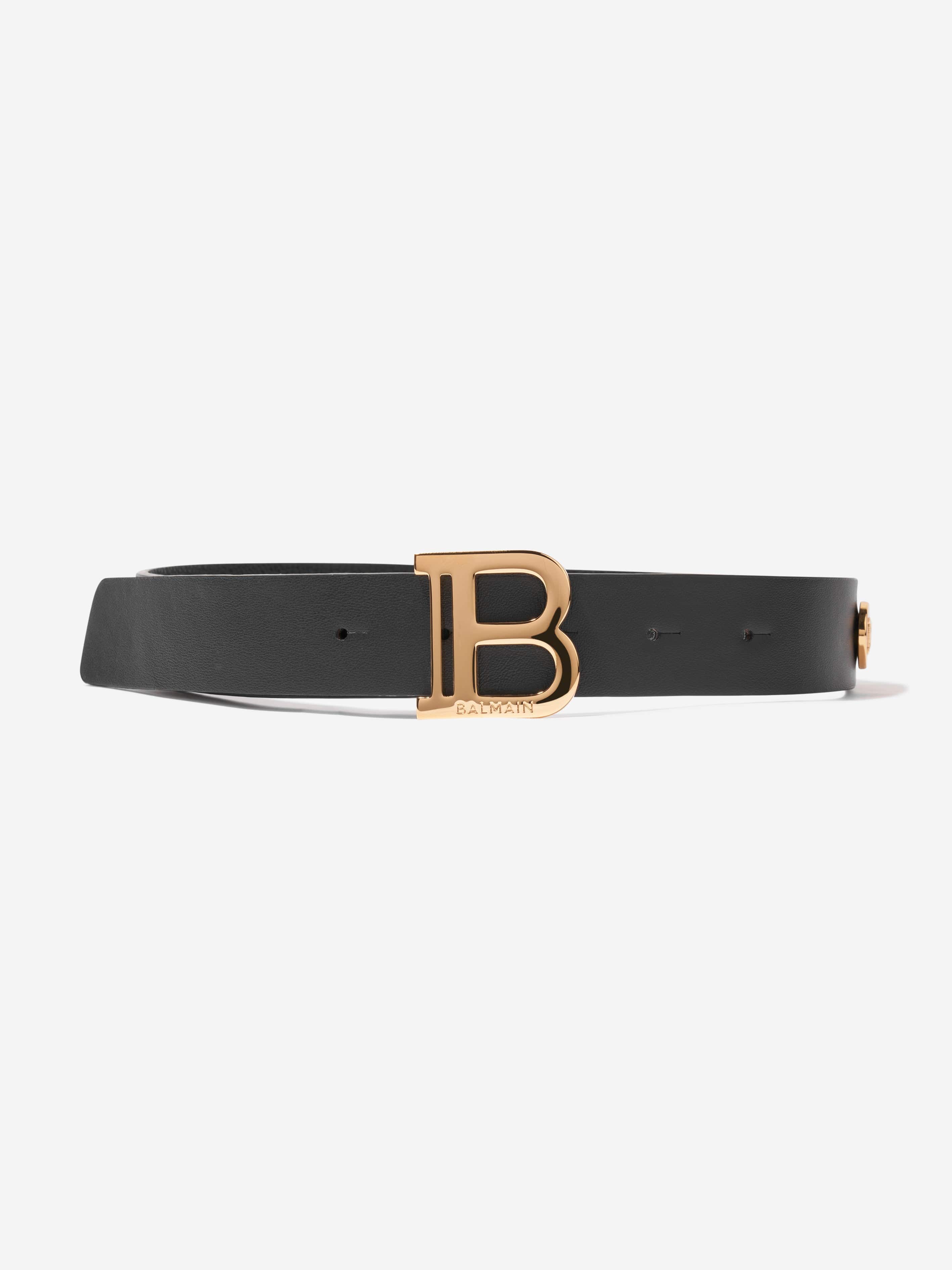 Balmain Kids Leather Belt in Black