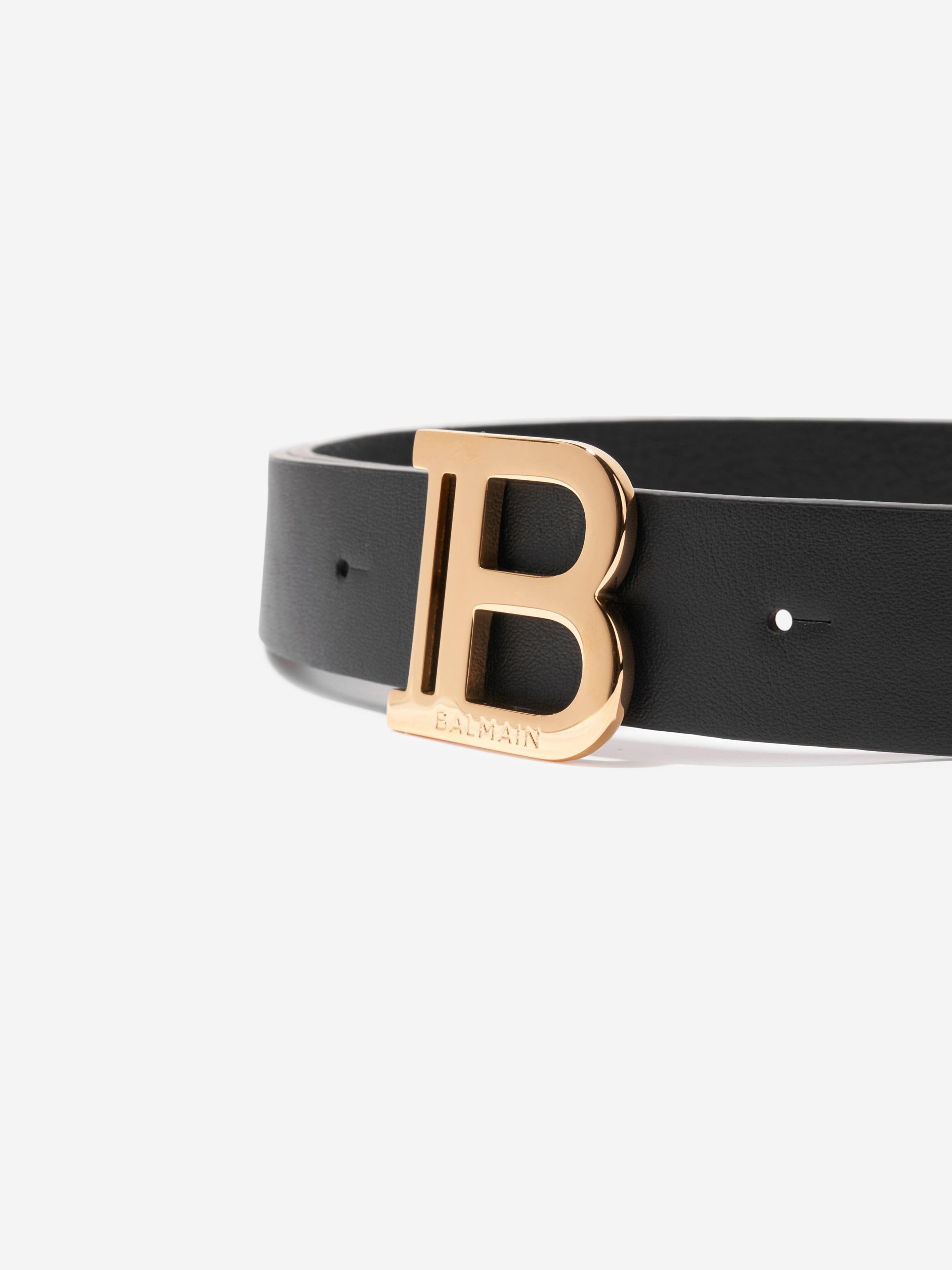 Balmain Kids Leather Belt in Black