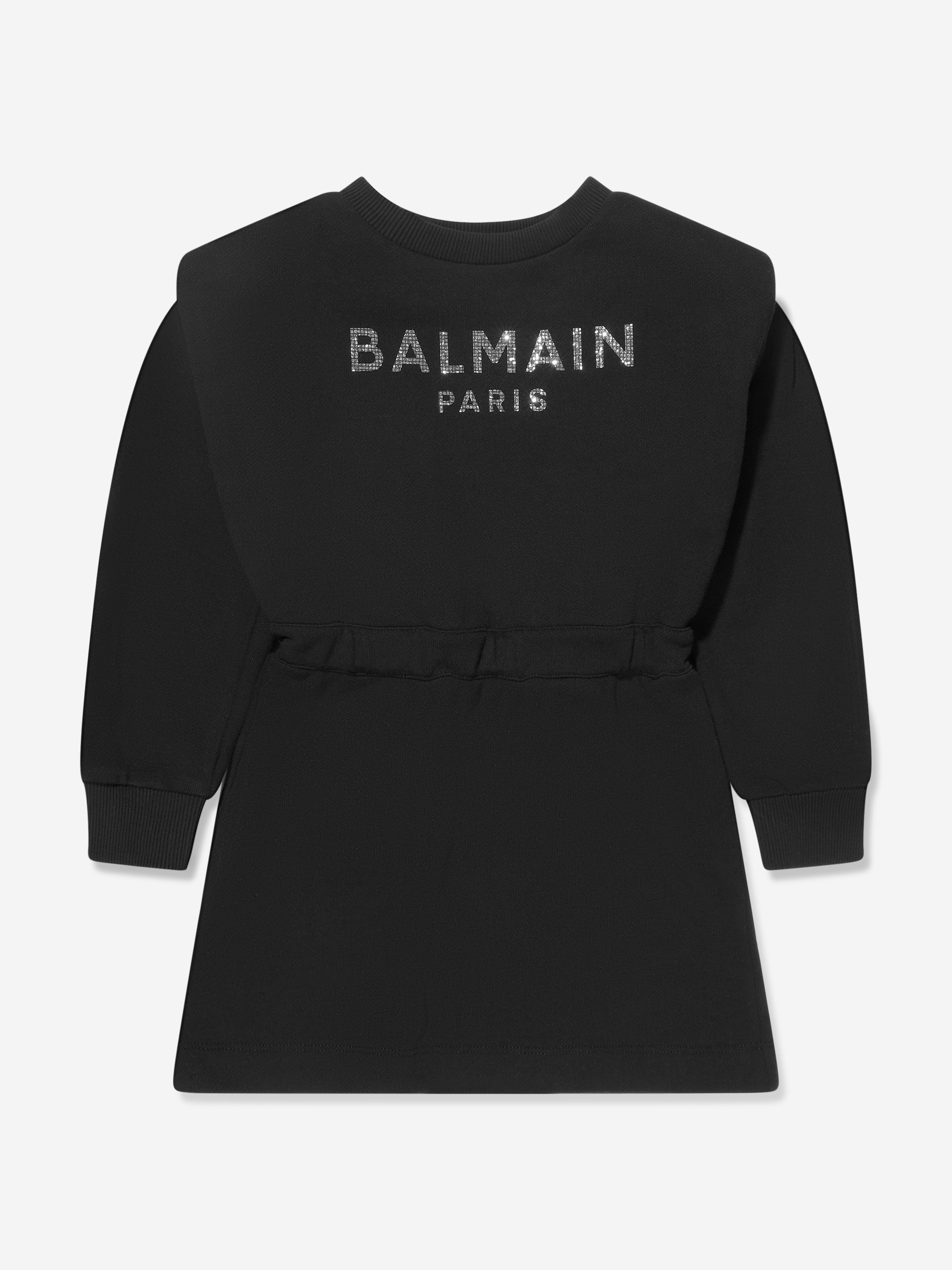 Balmain Girls Logo Sweater Dress in Black