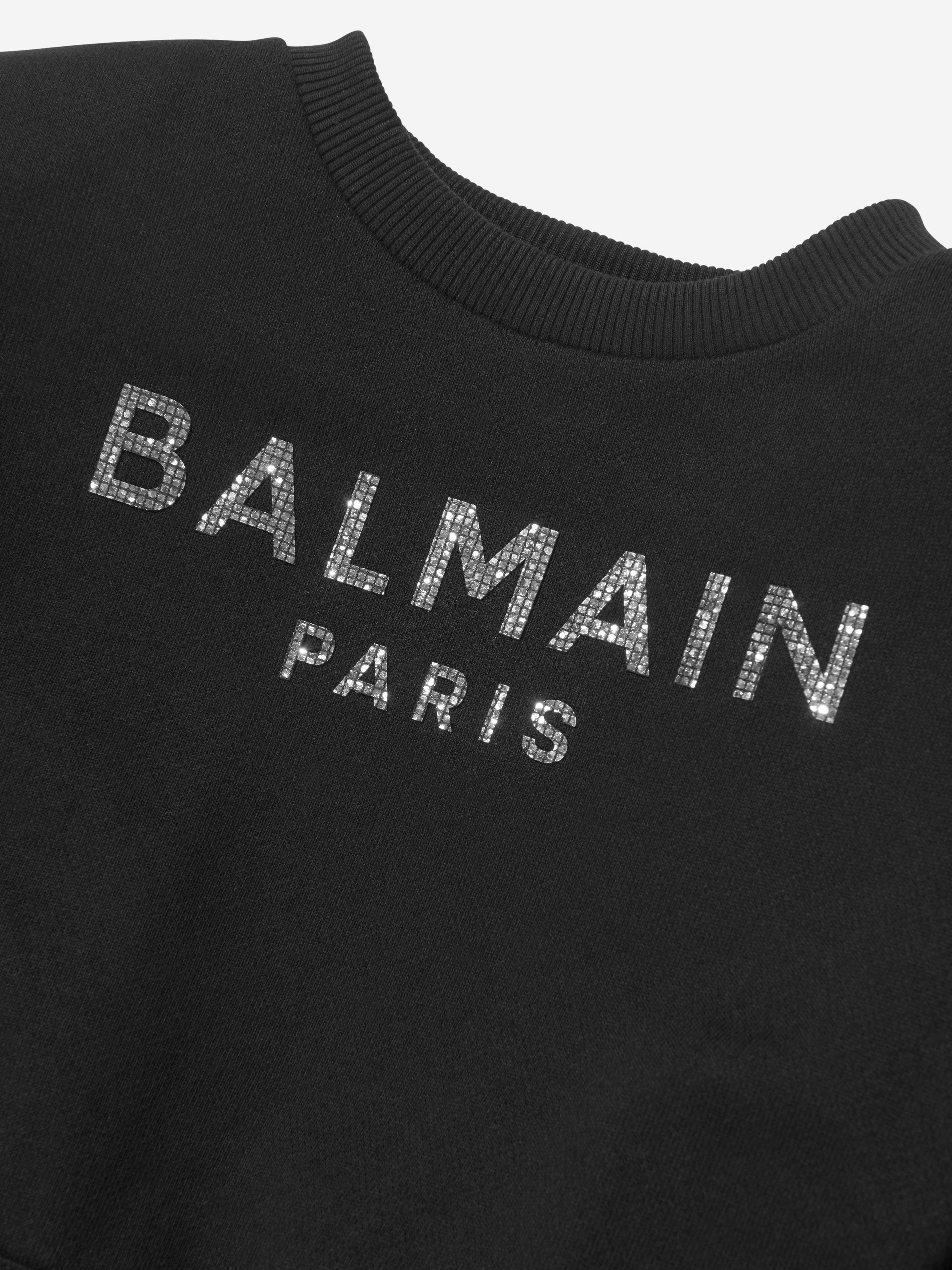 Balmain Girls Logo Sweater Dress in Black