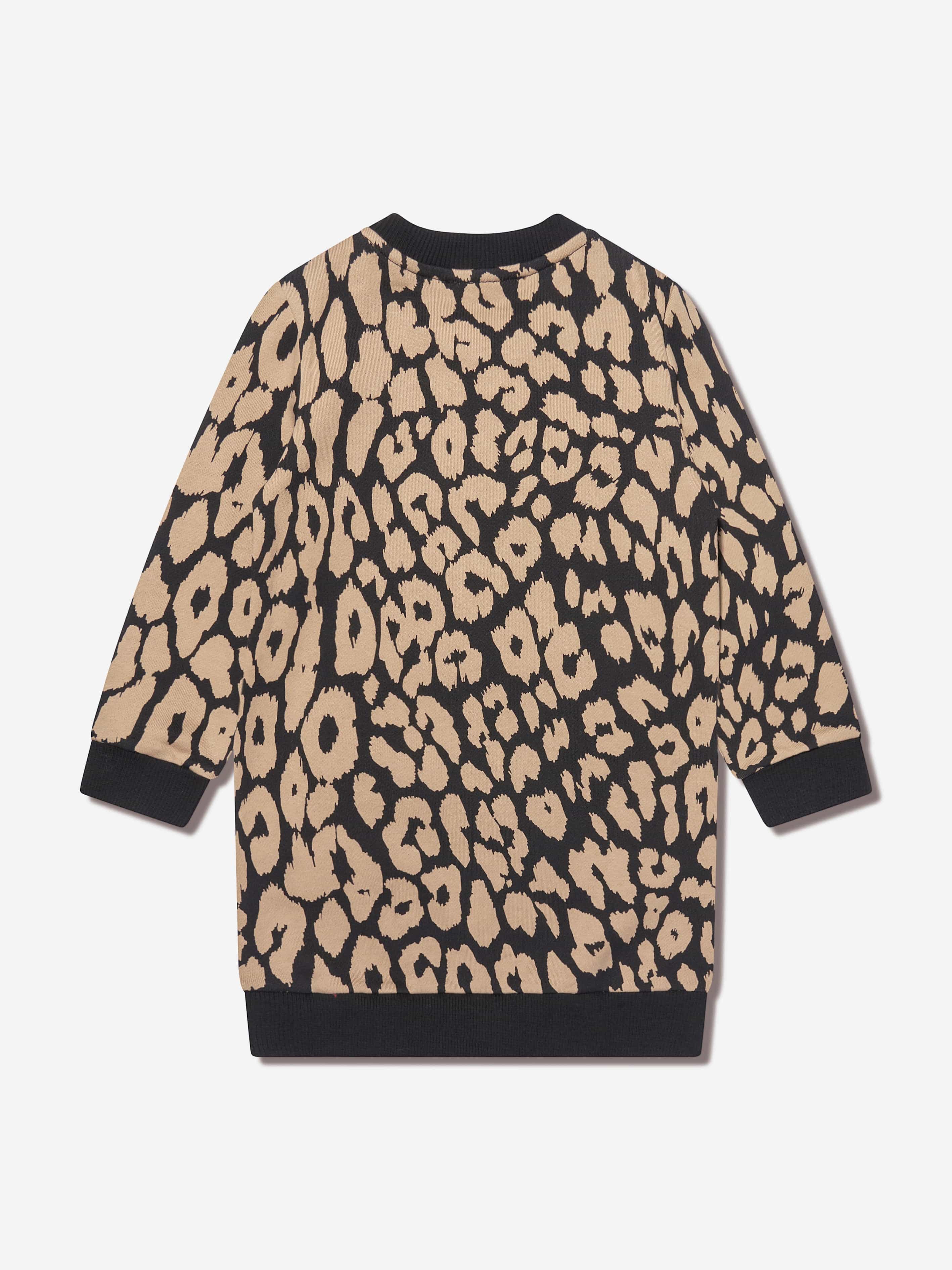 Balmain Girls Leopard Sweater Dress in Brown