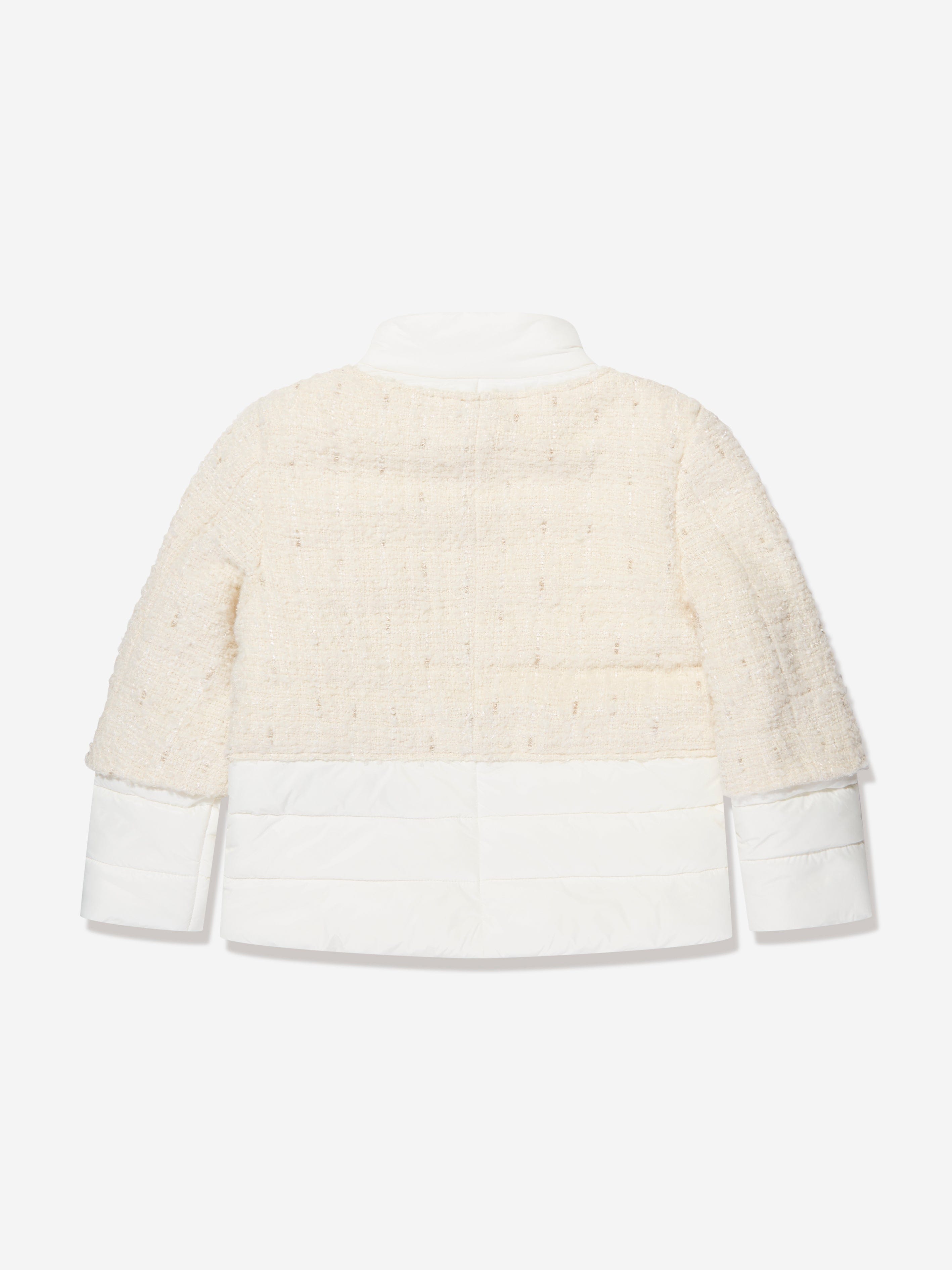 Balmain Girls Tweed Cloth Jacket in Ivory