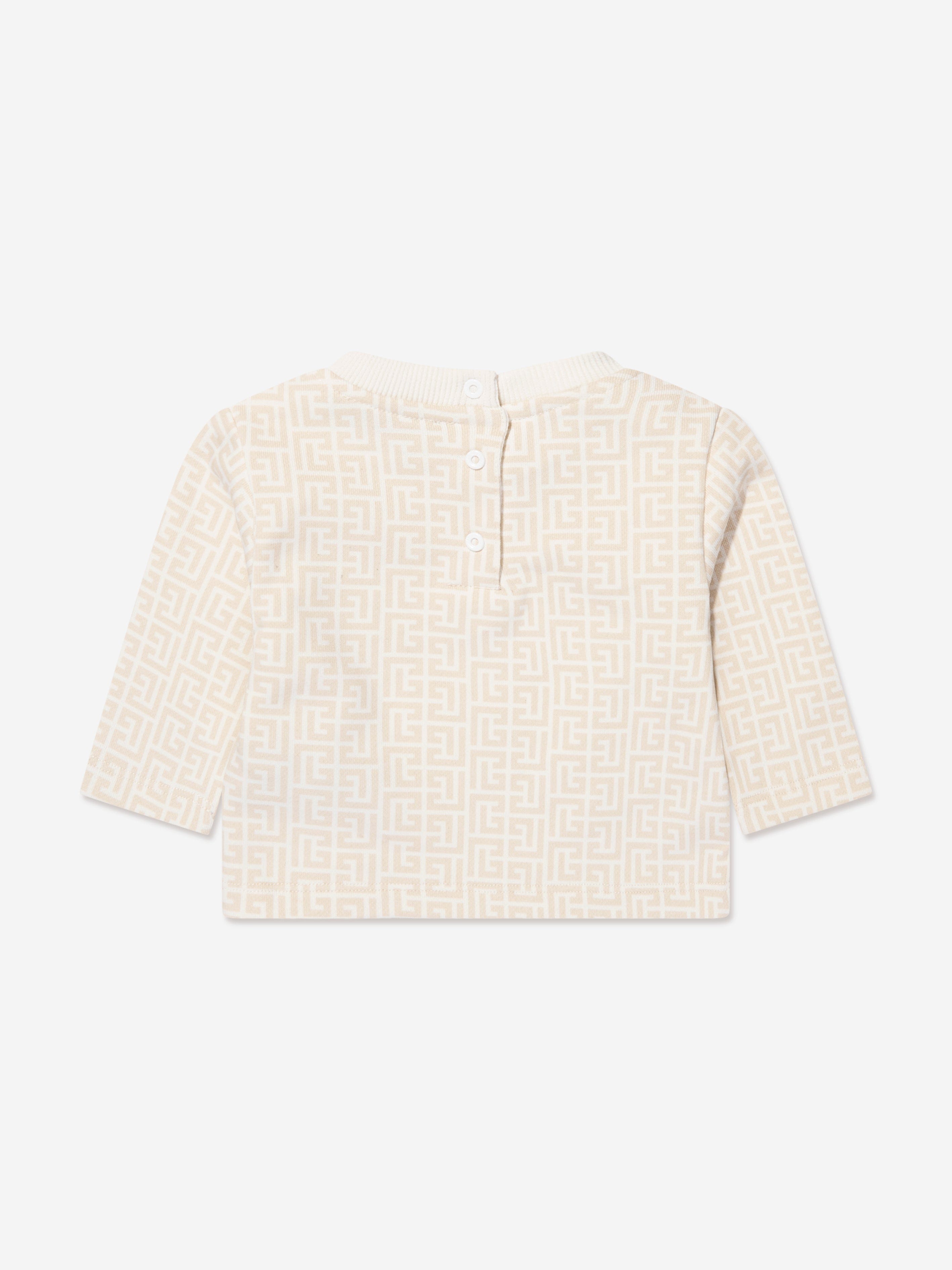 Balmain Baby Printed Fleece Sweatshirt in Ivory