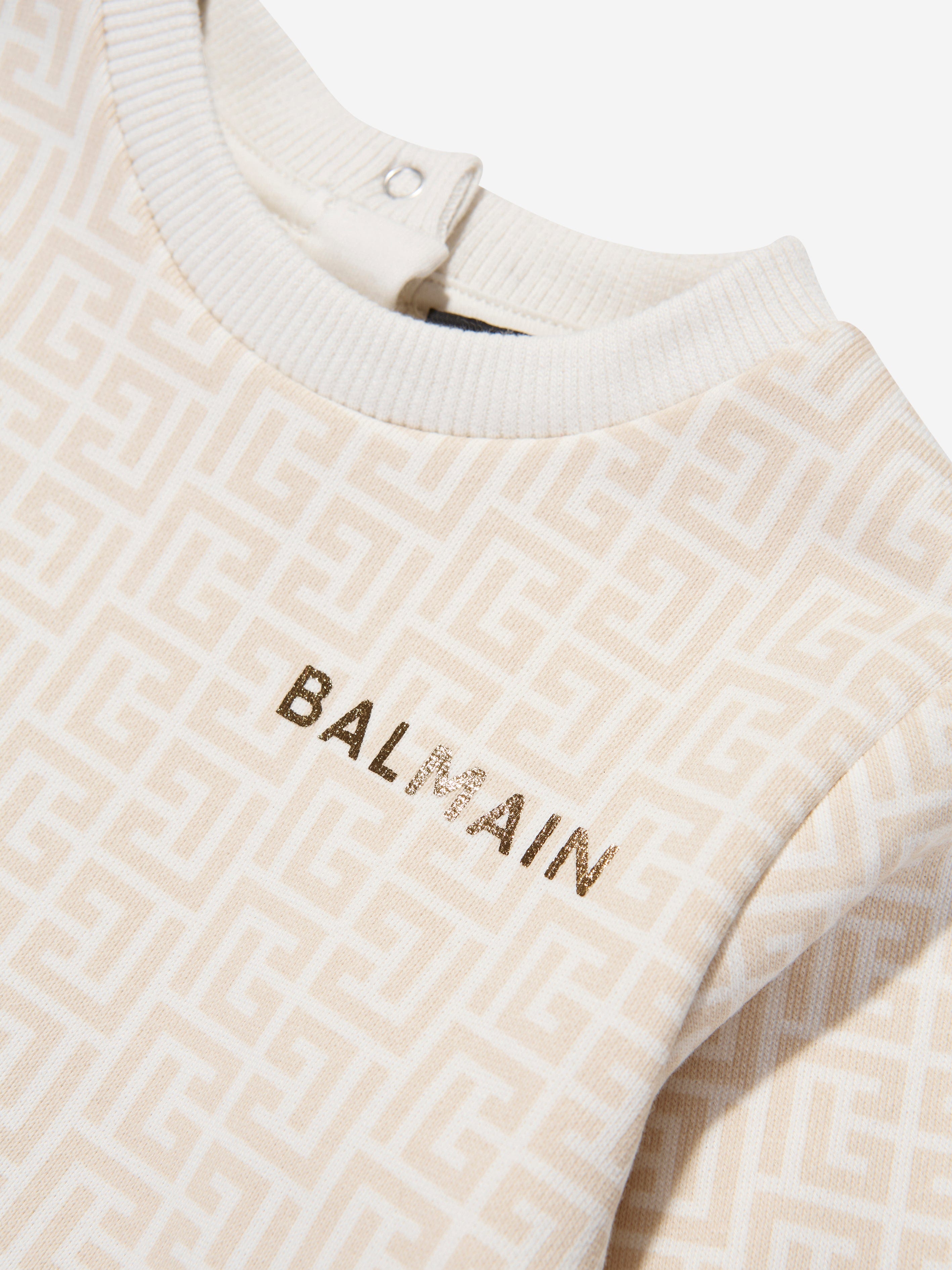 Balmain Baby Printed Fleece Sweatshirt in Ivory