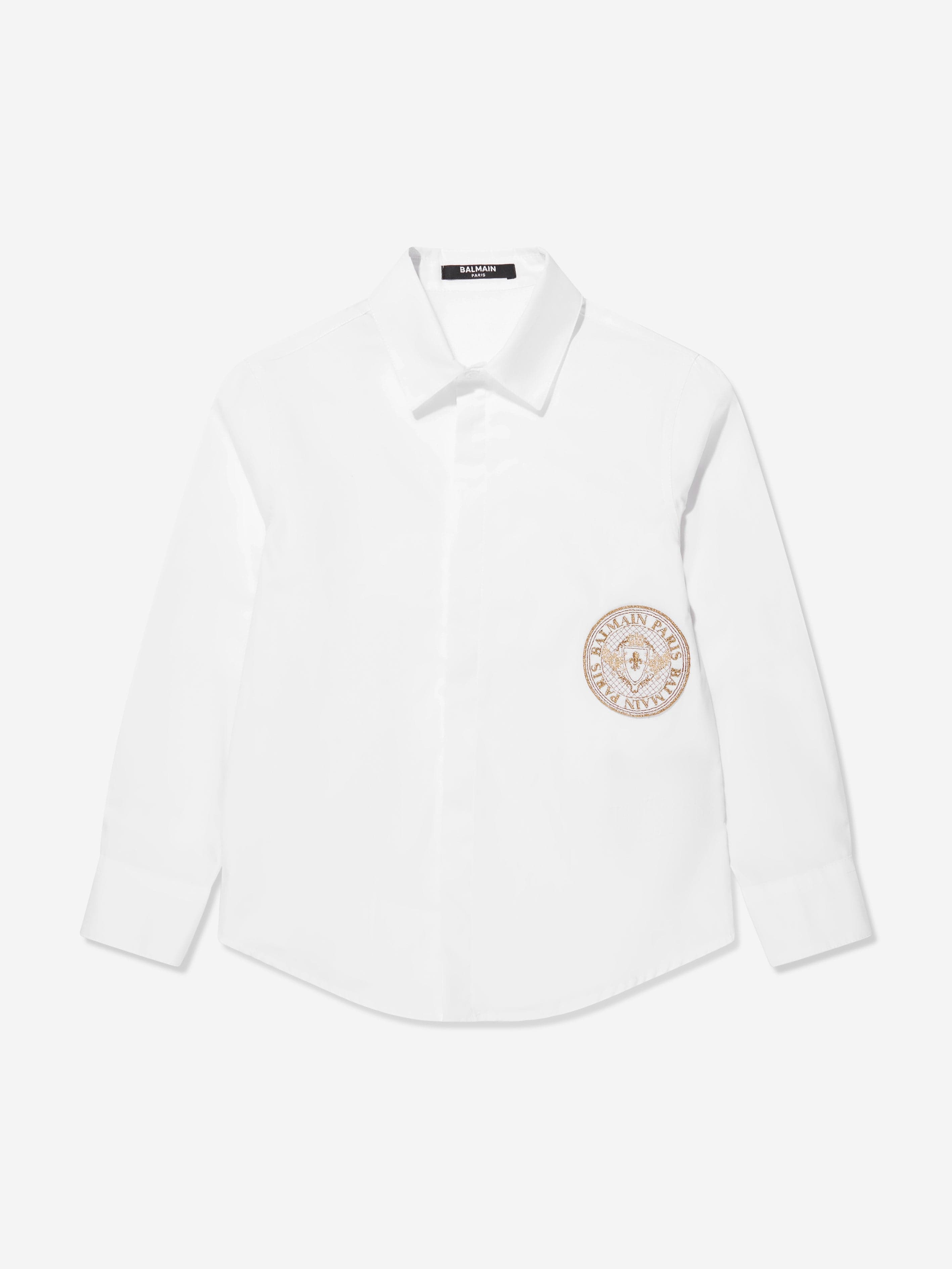 Balmain Boys Logo Shirt in White