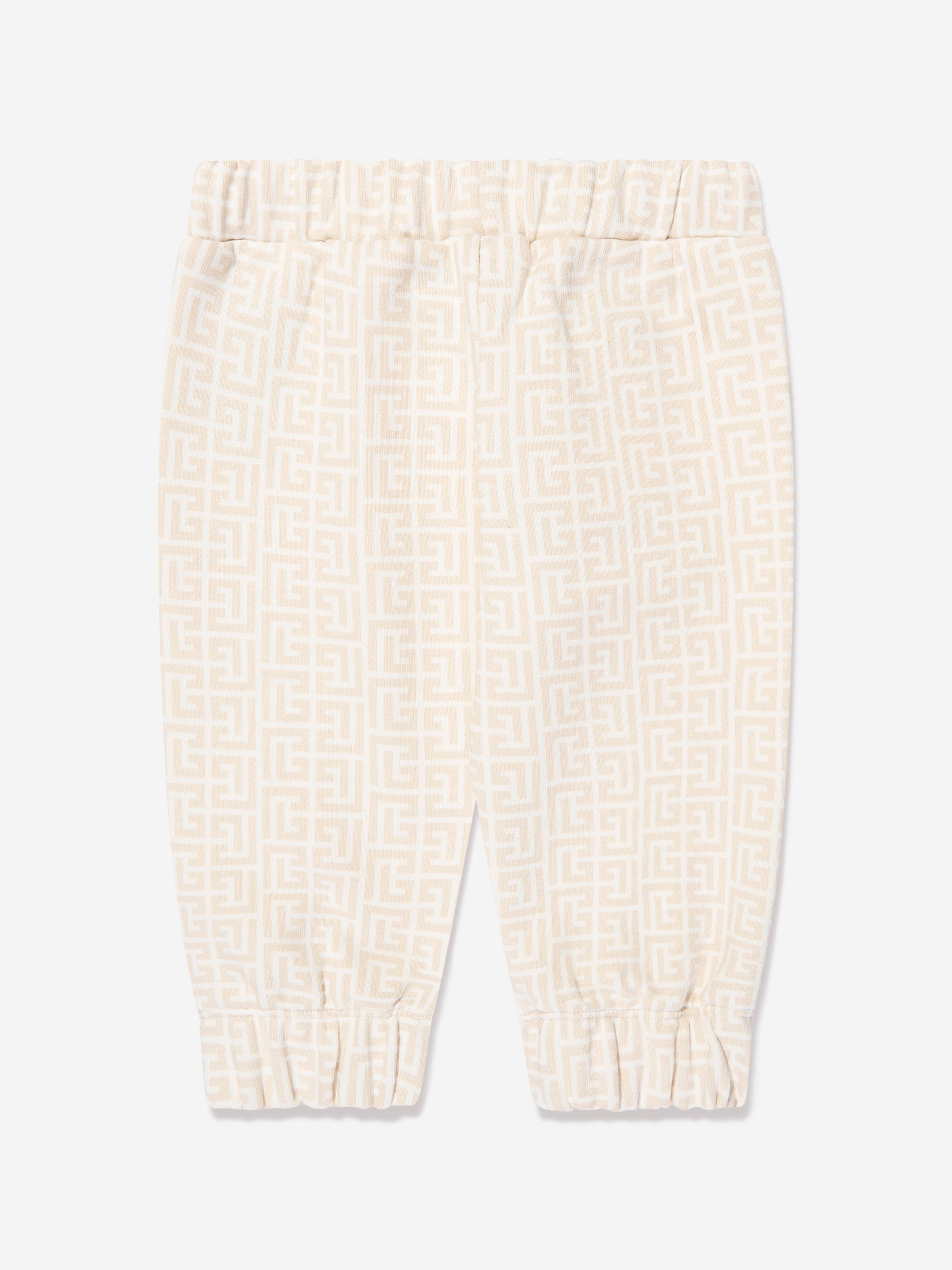 Balmain Baby Printed Fleece Joggers in Ivory