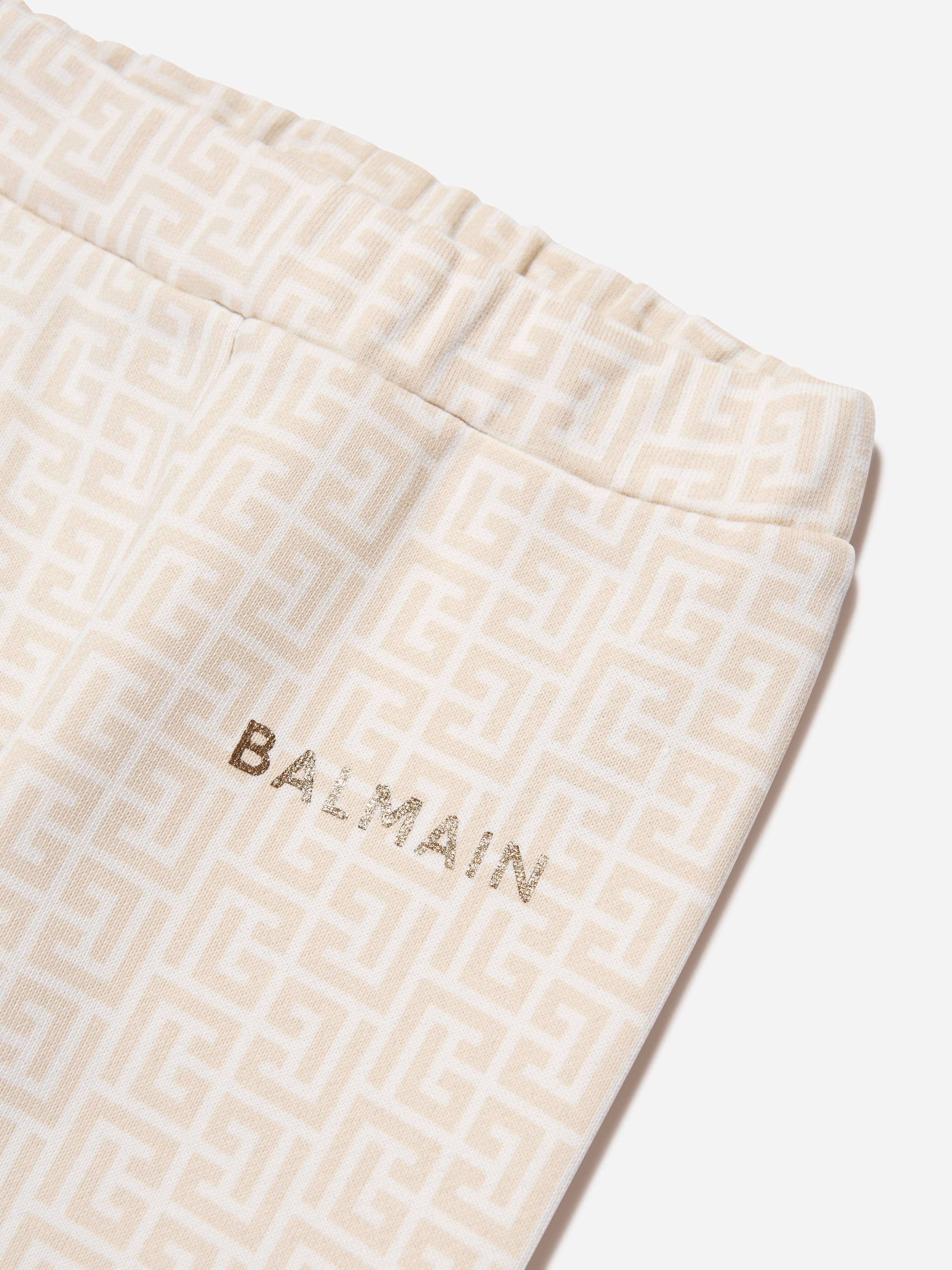 Balmain Baby Printed Fleece Joggers in Ivory