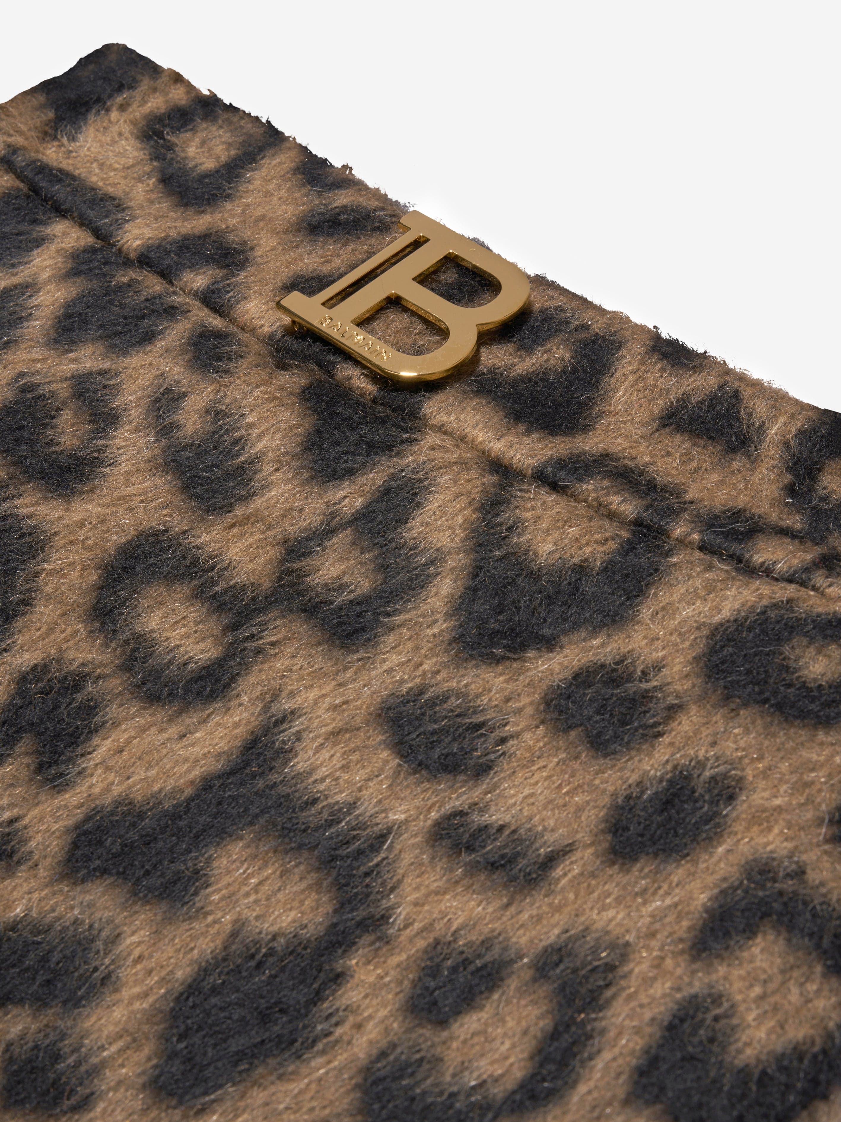 Balmain Girls Leopard Skirt in Brown