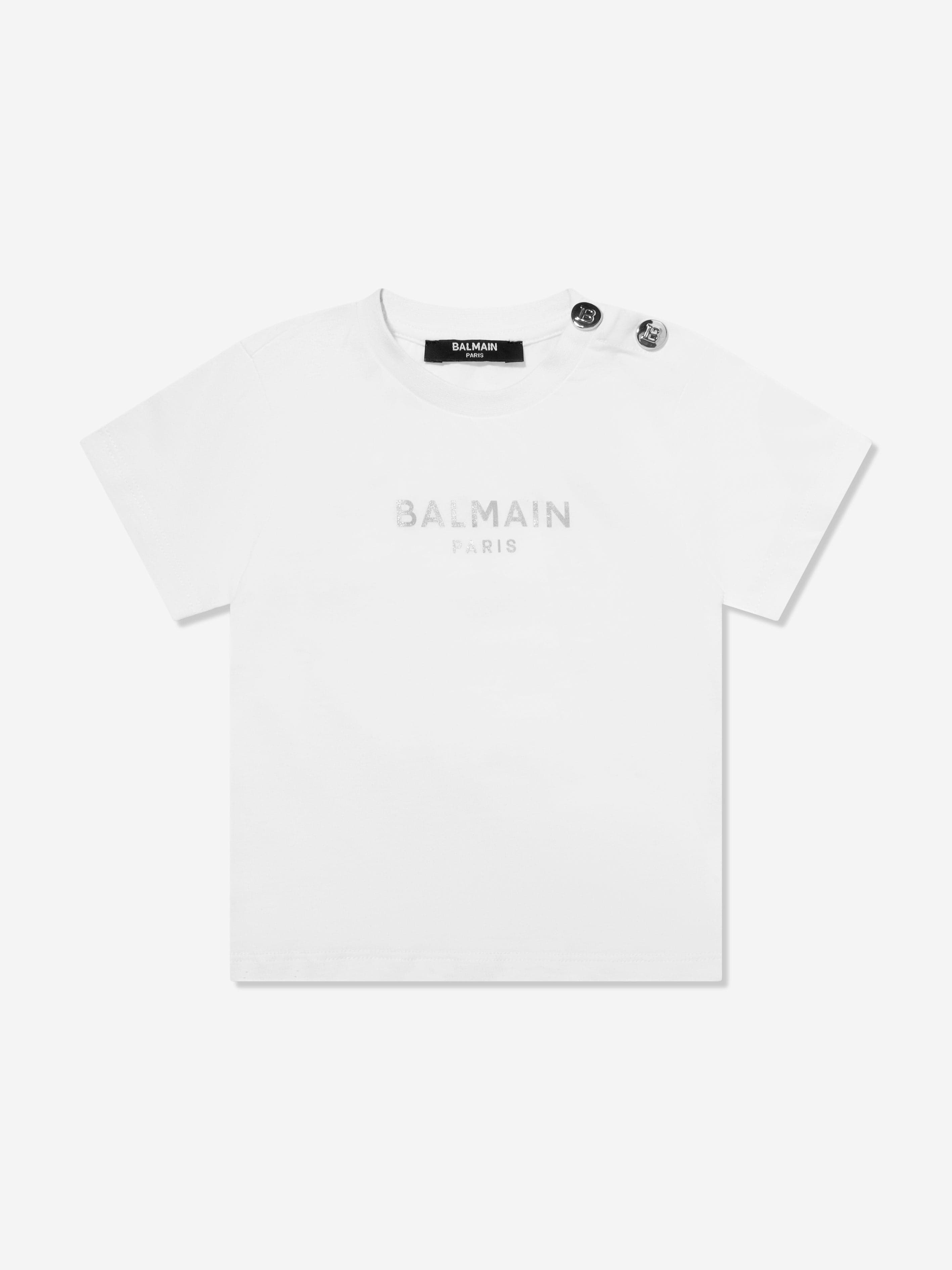 Balmain Baby Girls Logo T-Shirt in White