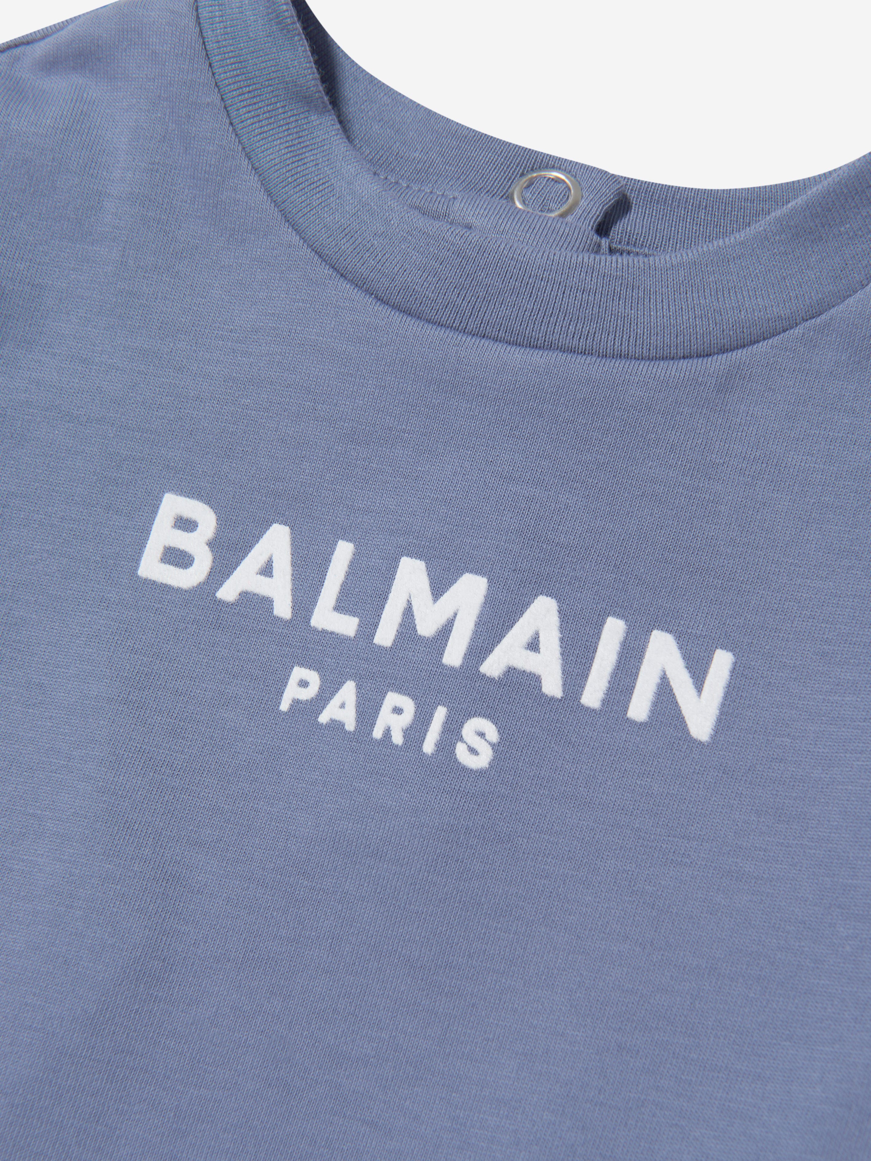 Balmain Baby Boys Logo T-Shirt in Blue