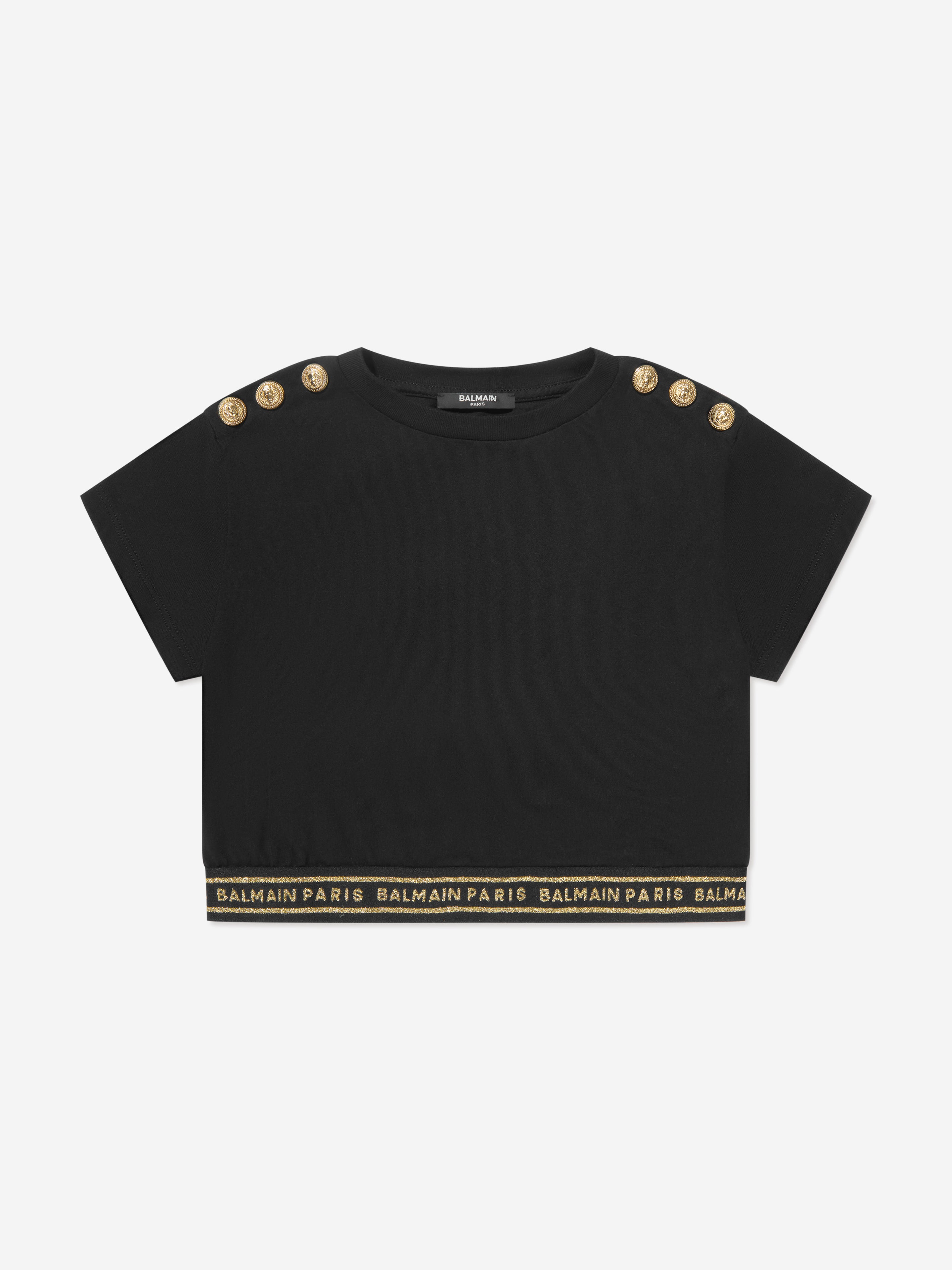 Balmain Girls Logo T-Shirt in Black