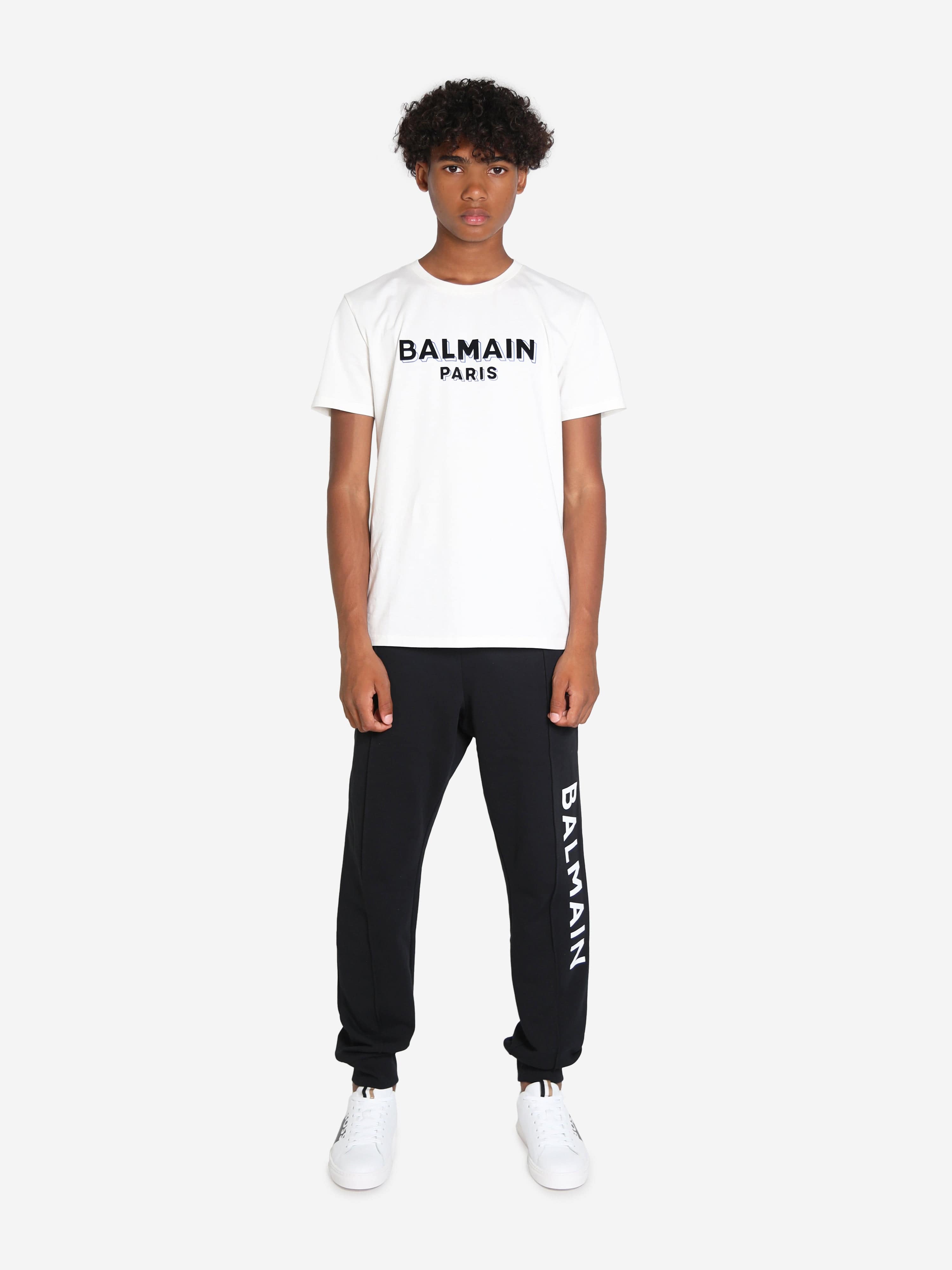 Balmain Boys Logo T-Shirt in Ivory