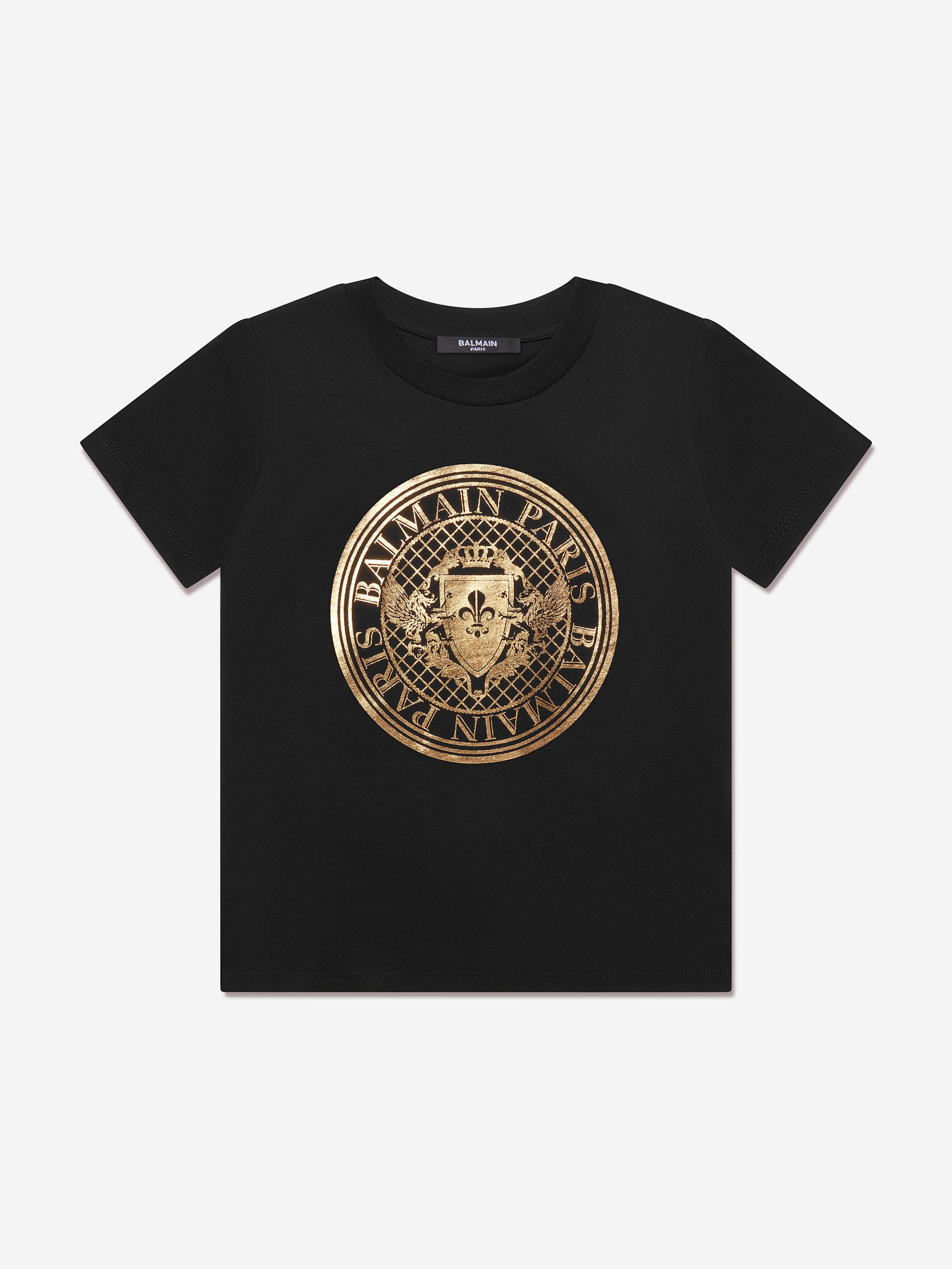 Balmain Boys Logo Print T-Shirt in Black