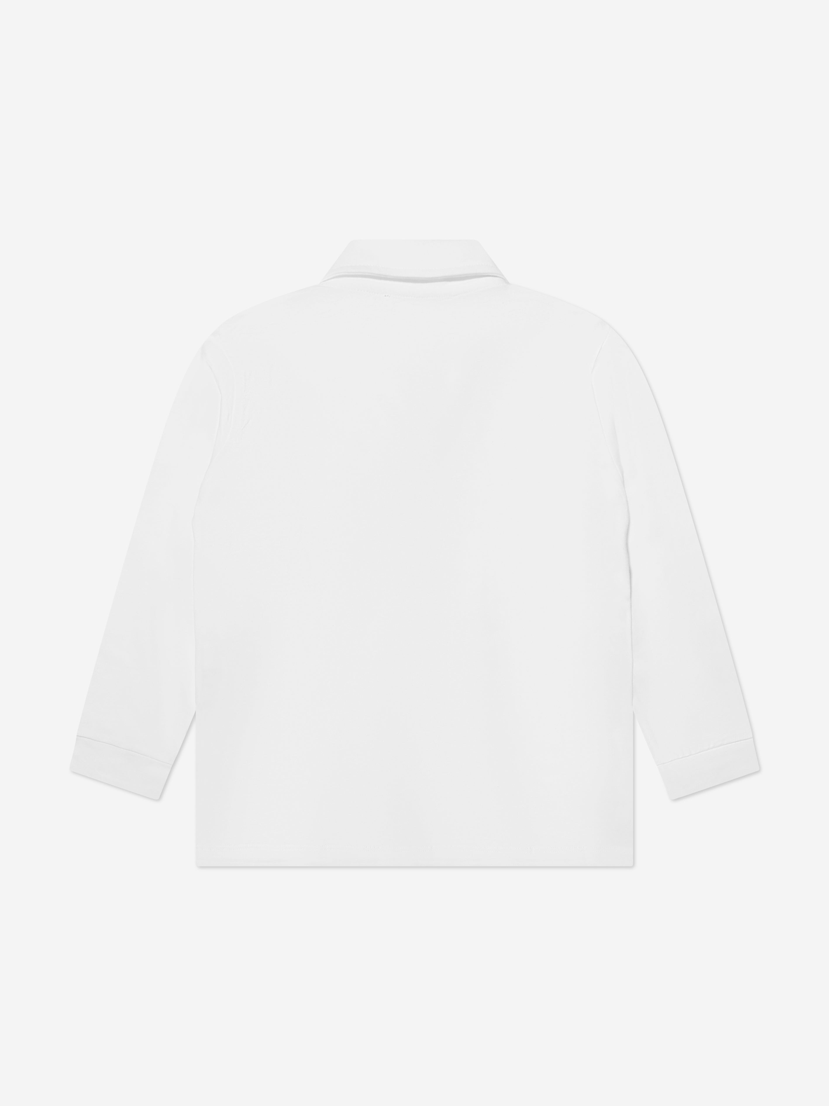 Balmain Boys Long Sleeve Polo Shirt in White