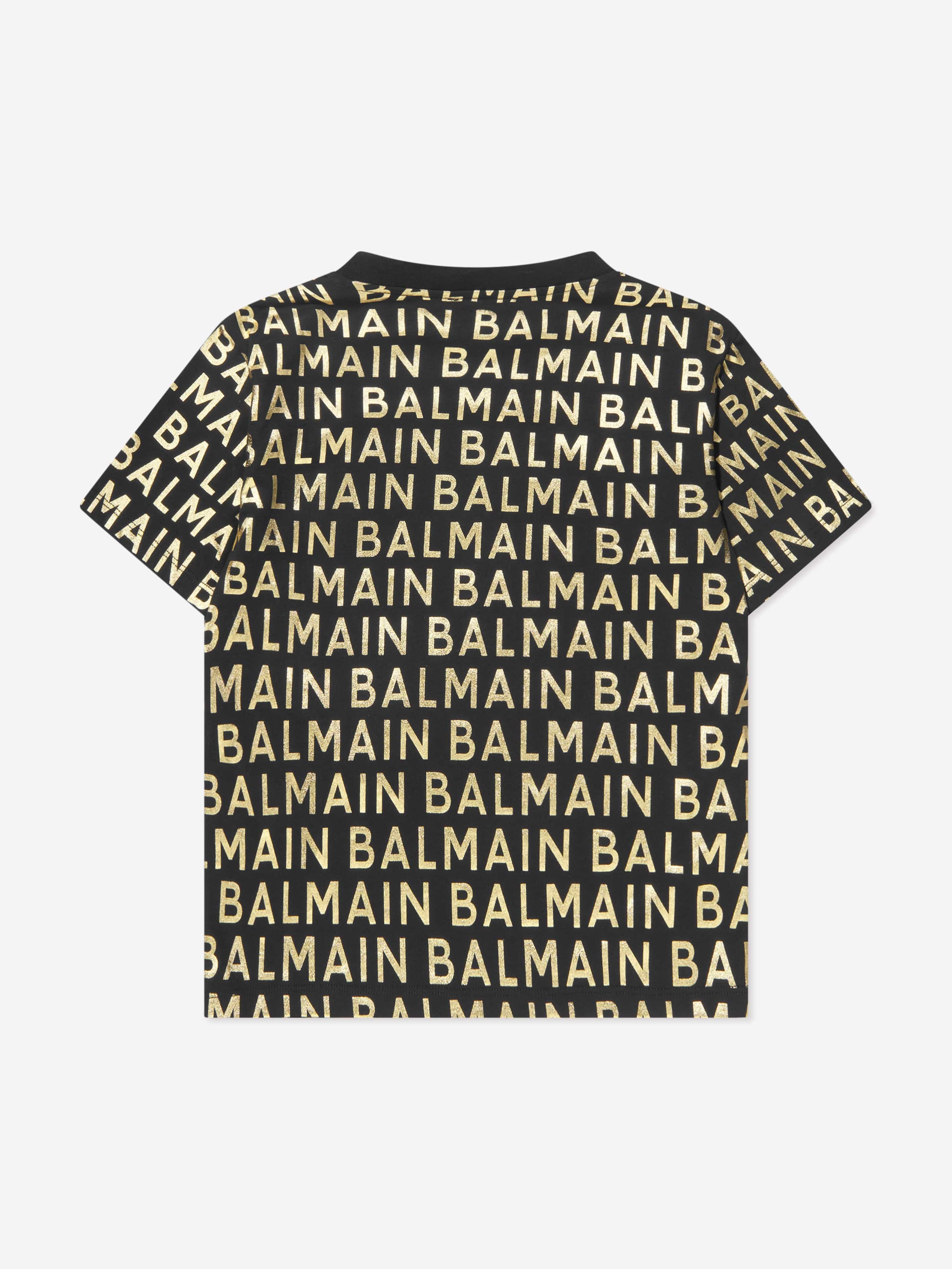 Balmain Boys Logo Print T-Shirt in Black