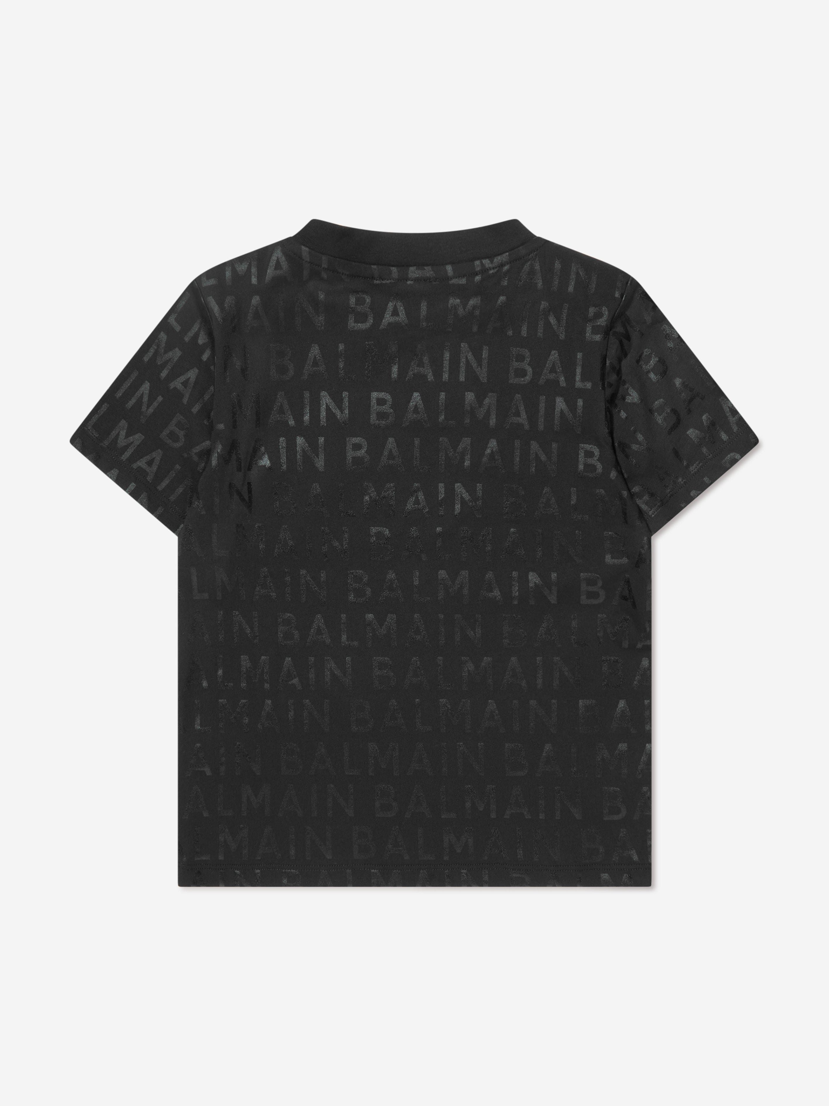 Balmain Boys Logo Print T-Shirt in Black