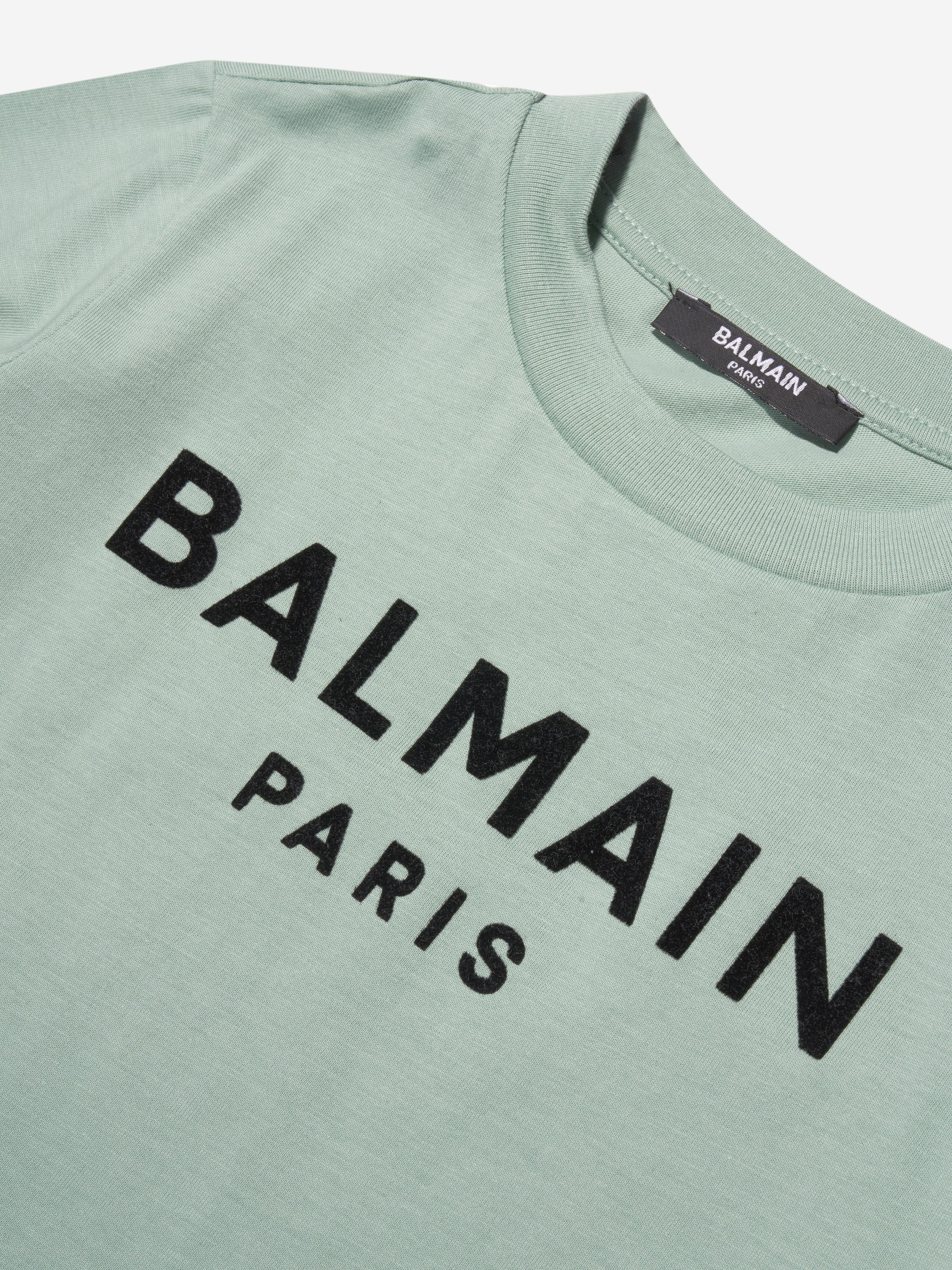 Balmain Boys Logo T-Shirt in Green