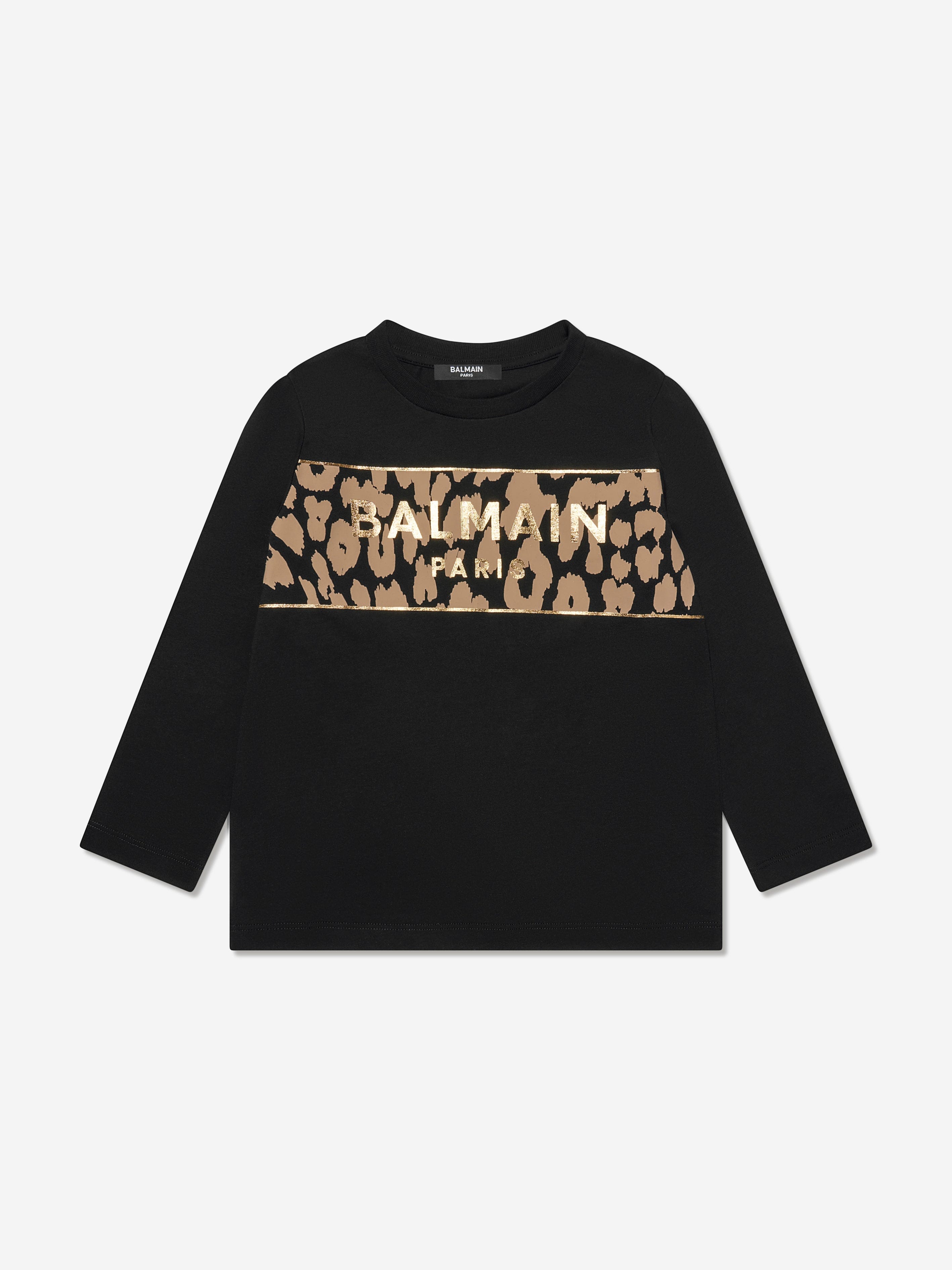 Balmain Girls Long Sleeve T-Shirt in Black