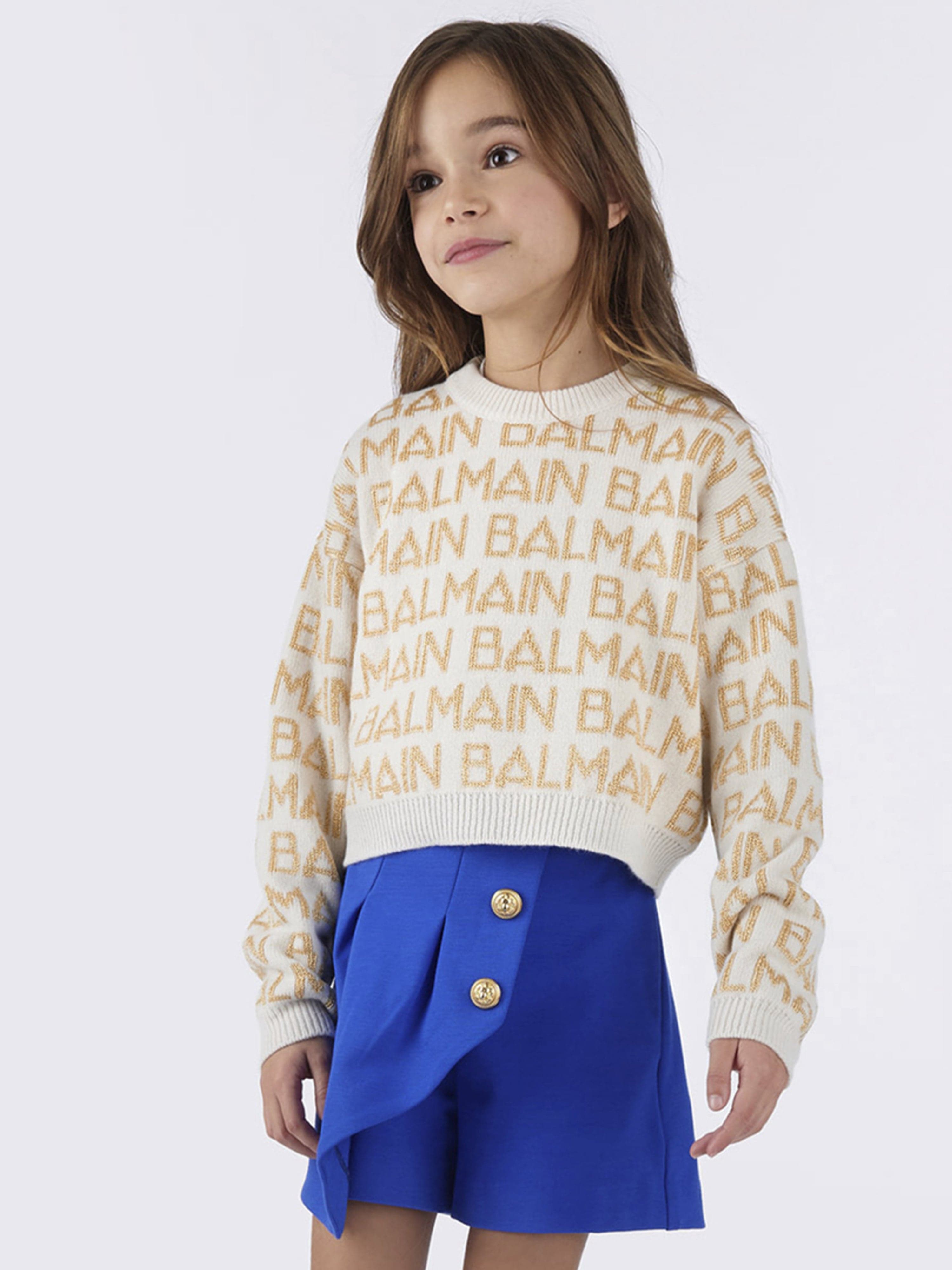 Balmain Girls Logo Jumper in Ivory