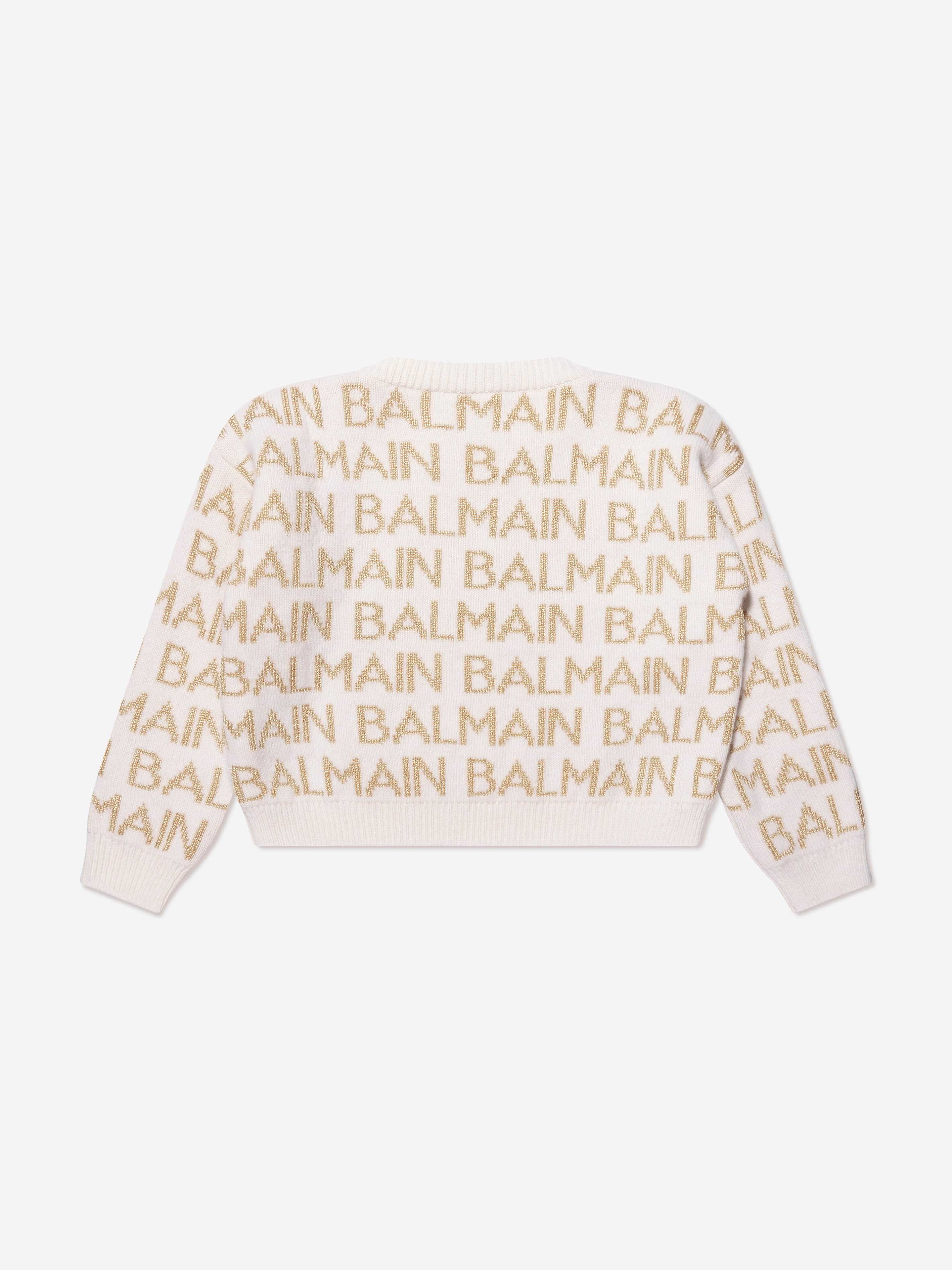 Balmain Girls Logo Jumper in Ivory