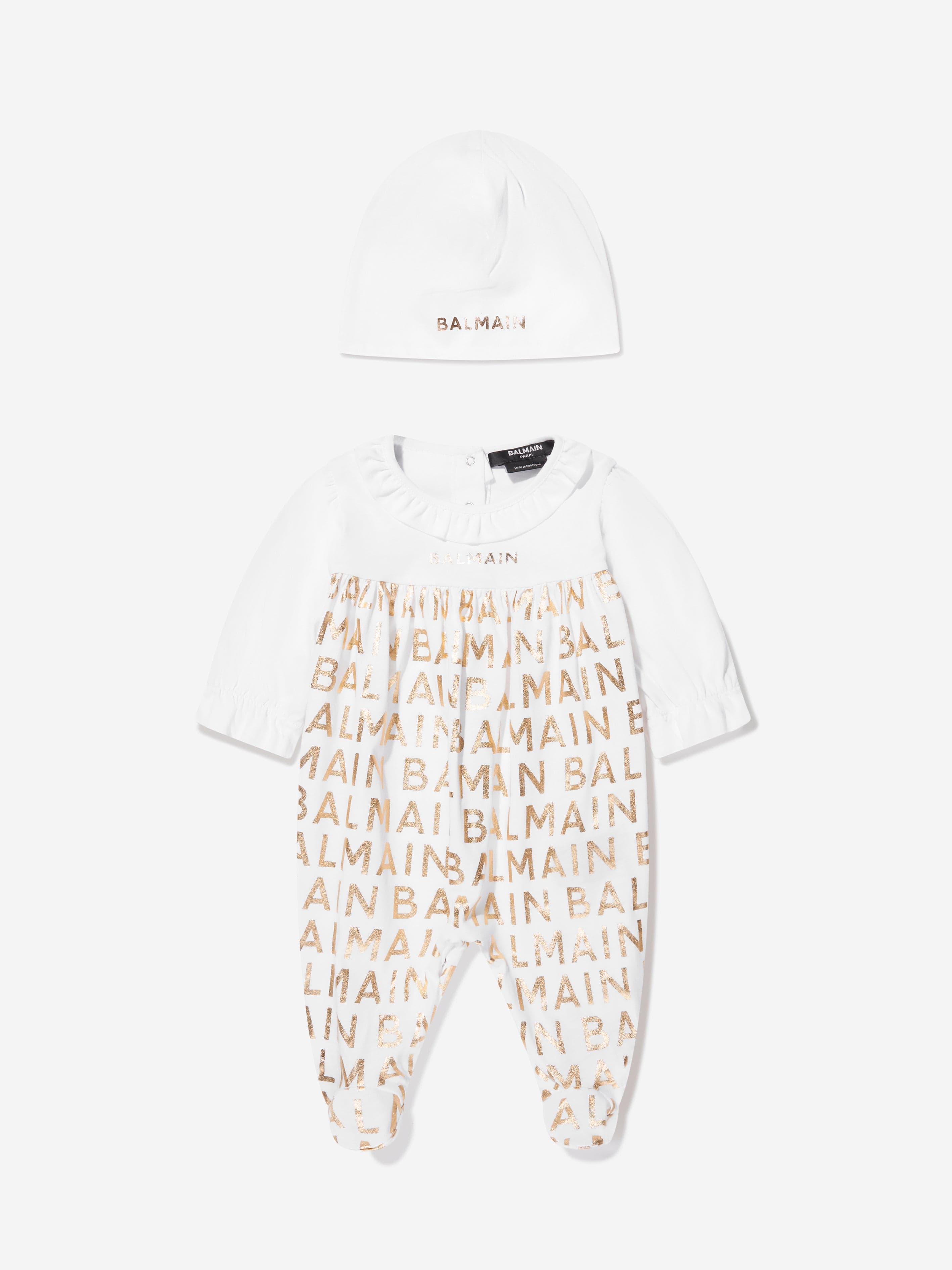 Balmain Baby Girls Babygrow Gift Set in White