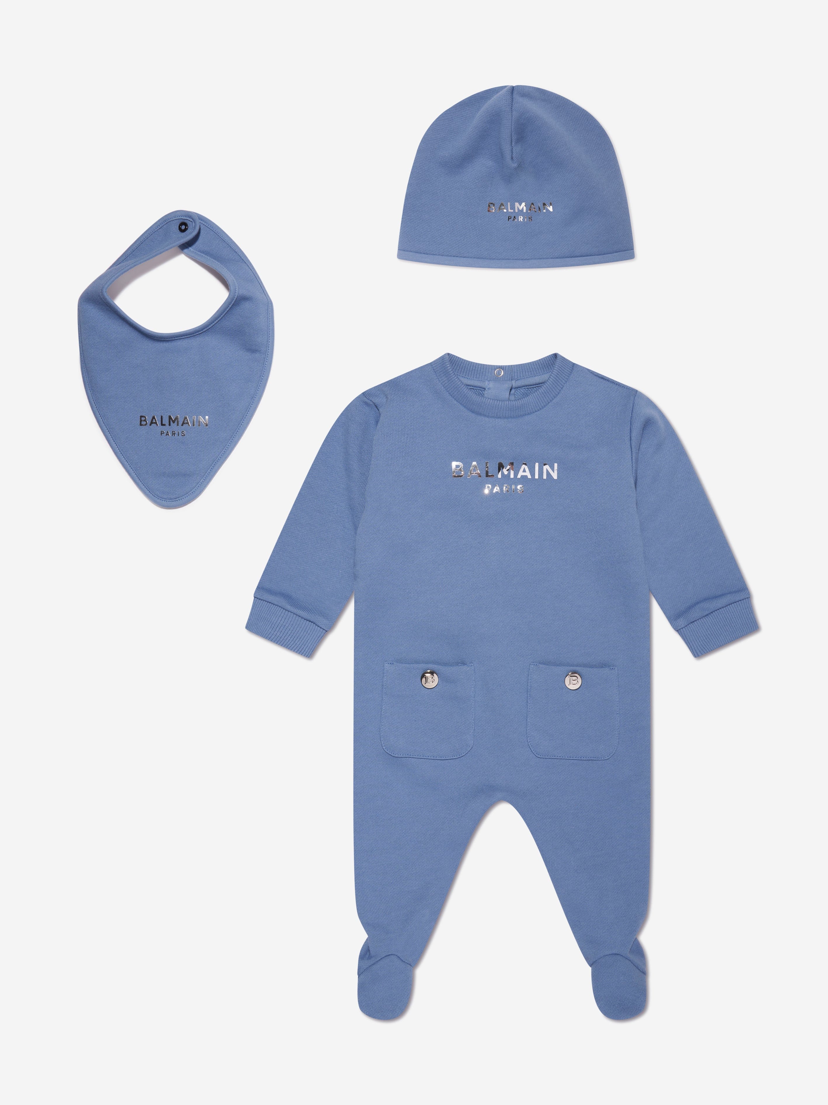 Balmain Baby Boys Babygrow Gift Set in Blue