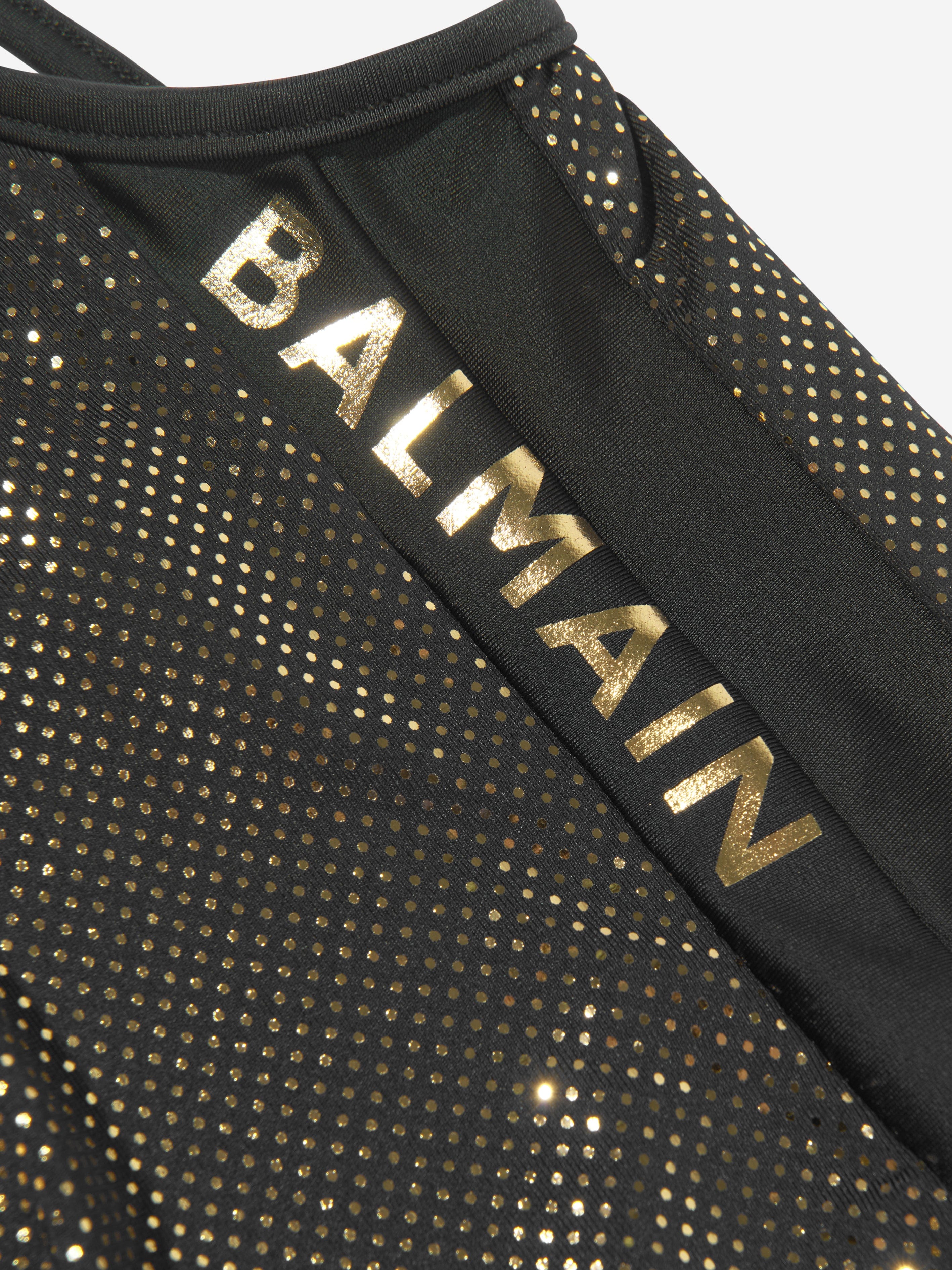 Balmain Girls Logo Swimsuit in Black