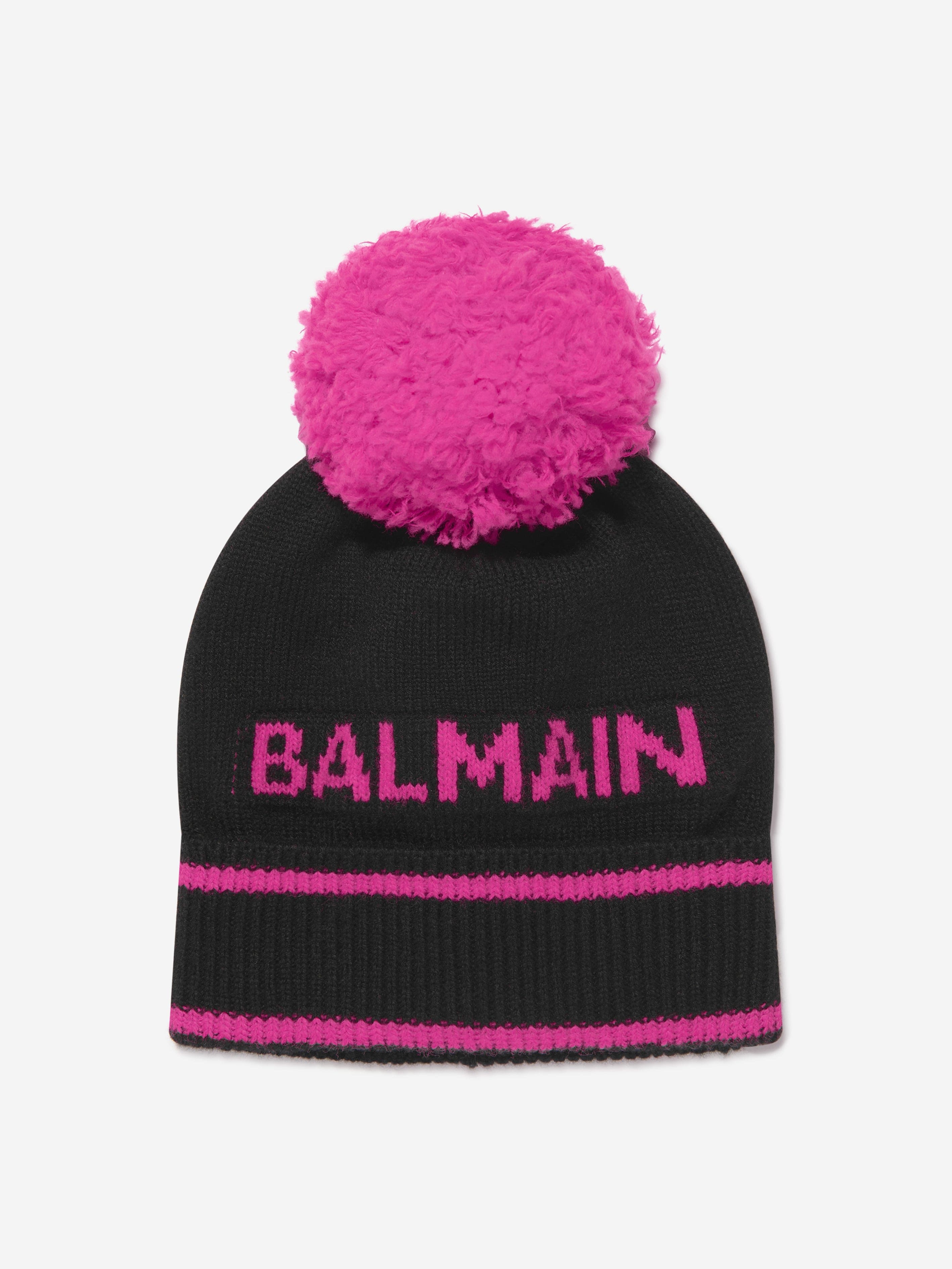 Balmain Girls Knitted Beanie Hat in Black