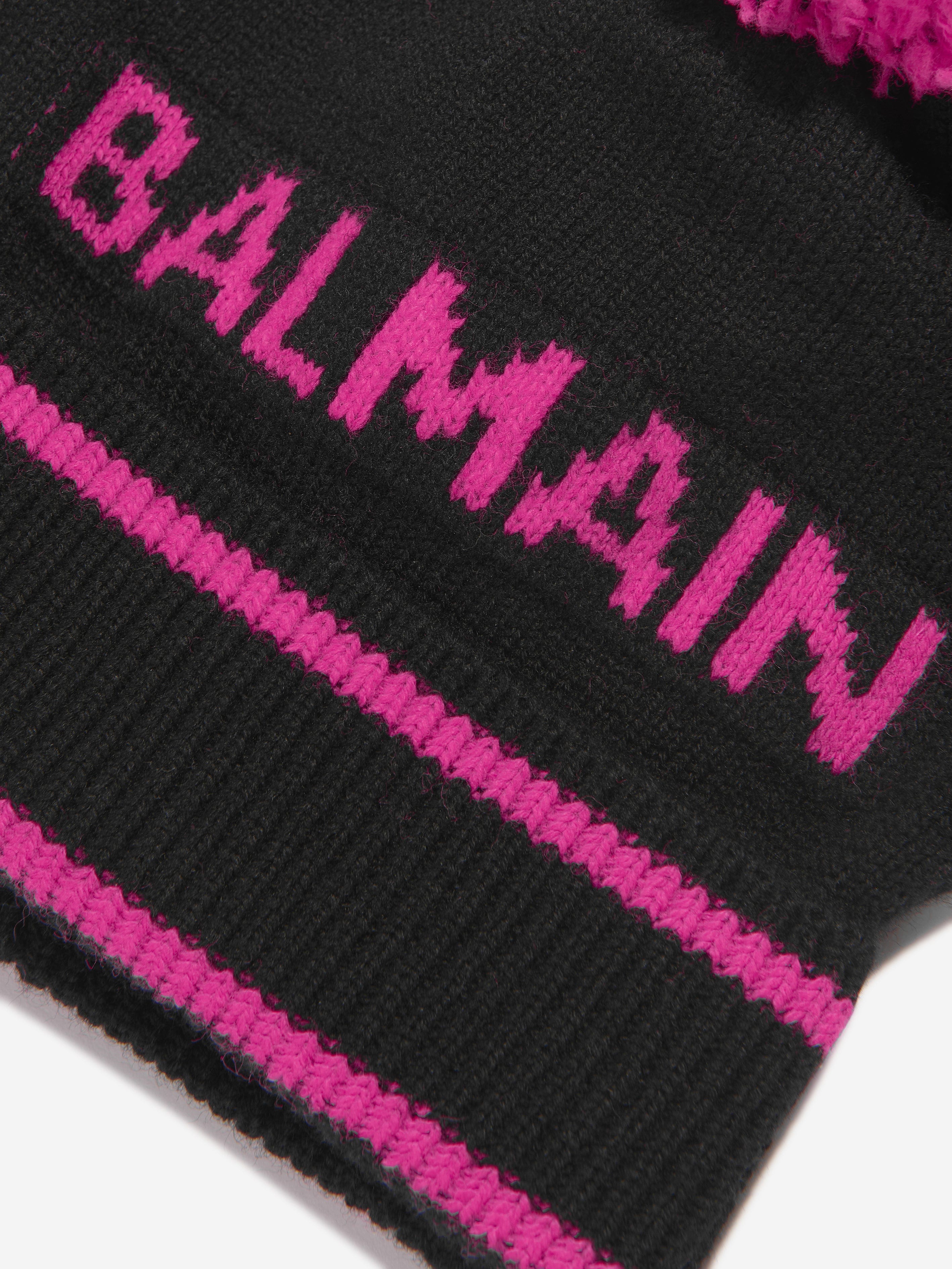 Balmain Girls Knitted Beanie Hat in Black