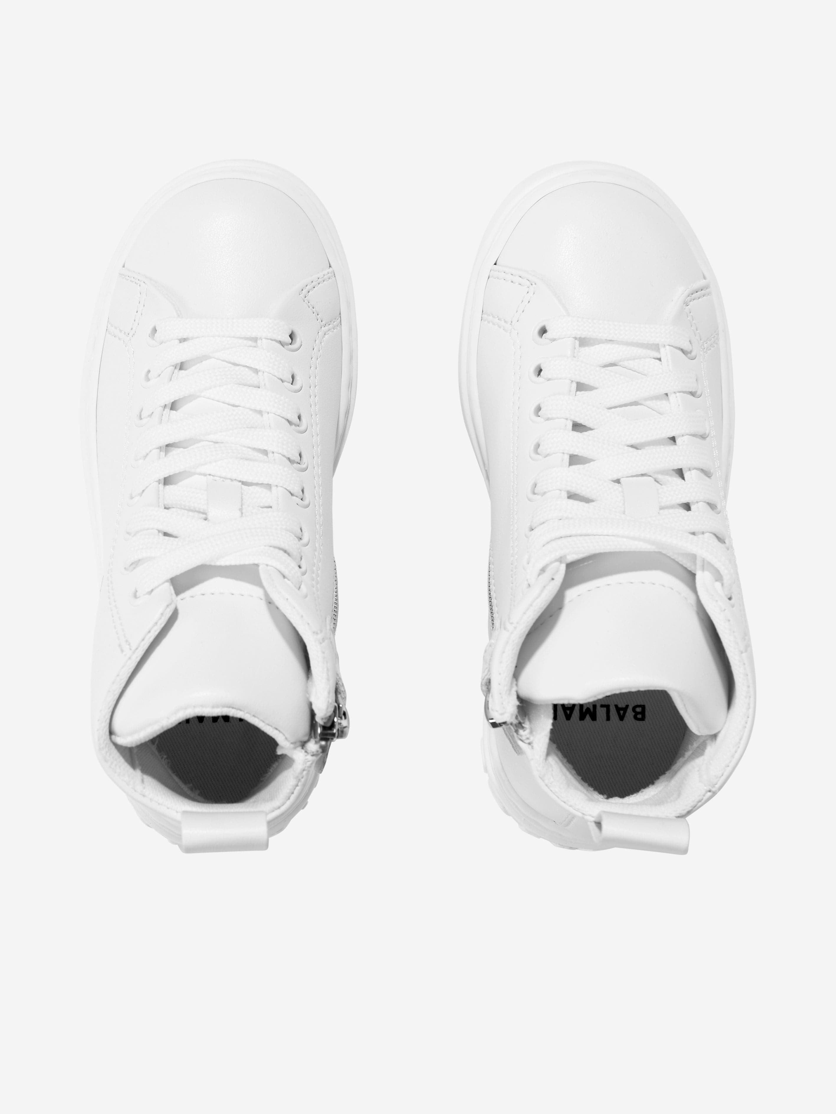 Balmain Kids Logo High Top Trainers in White