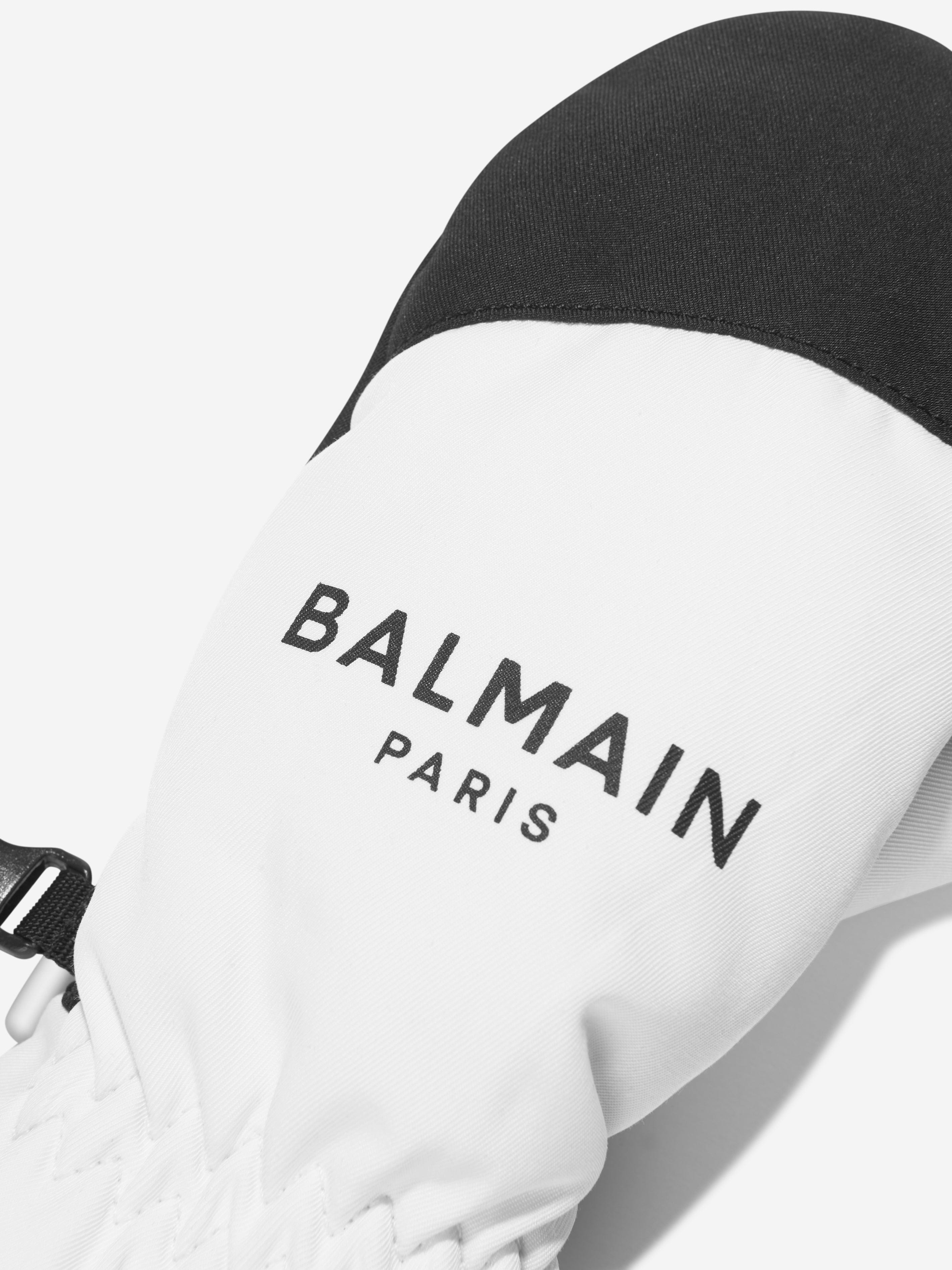 Balmain Kids Logo Ski Mittens in White