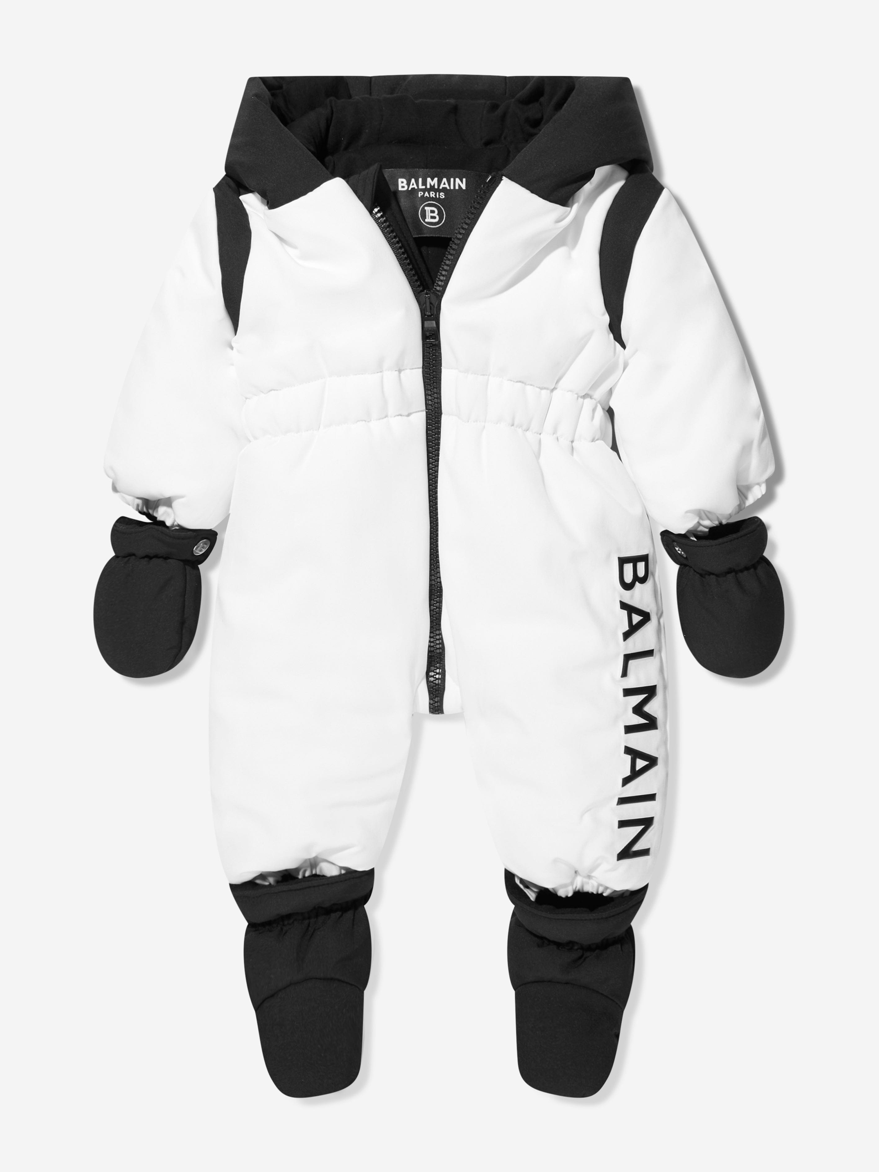 Balmain Baby Logo Snowsuit in White