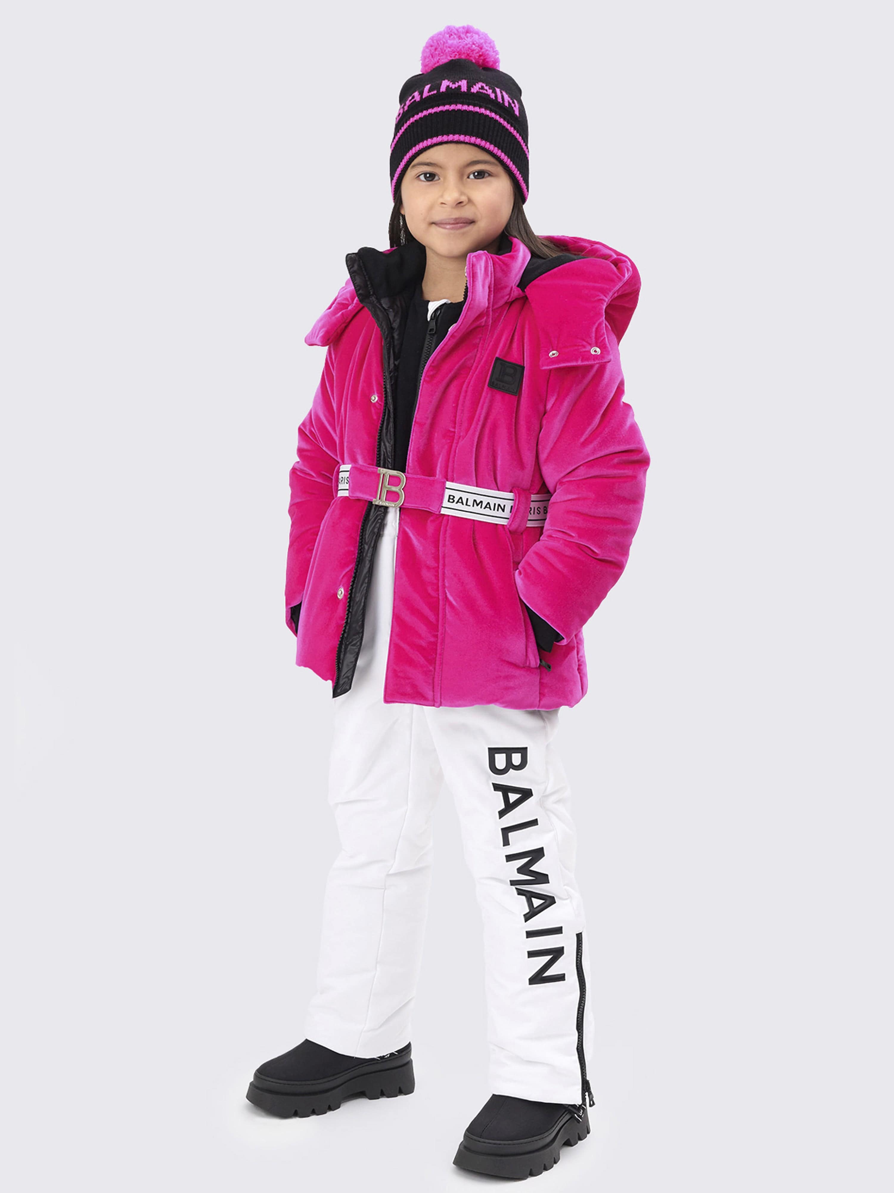 Balmain Girls Branded Ski Jacket in Pink