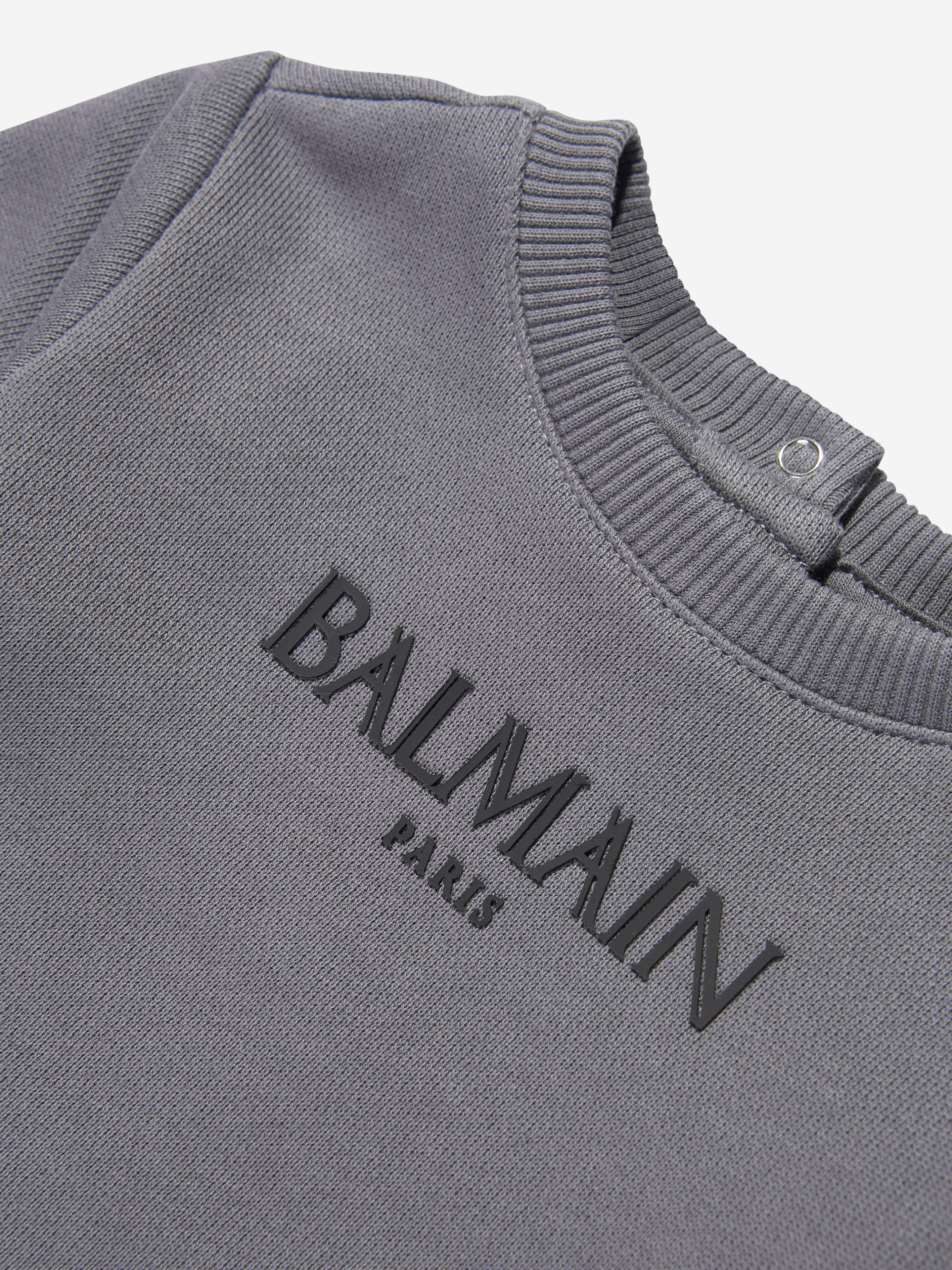 Balmain Baby Boys Logo Sweatshirt in Grey